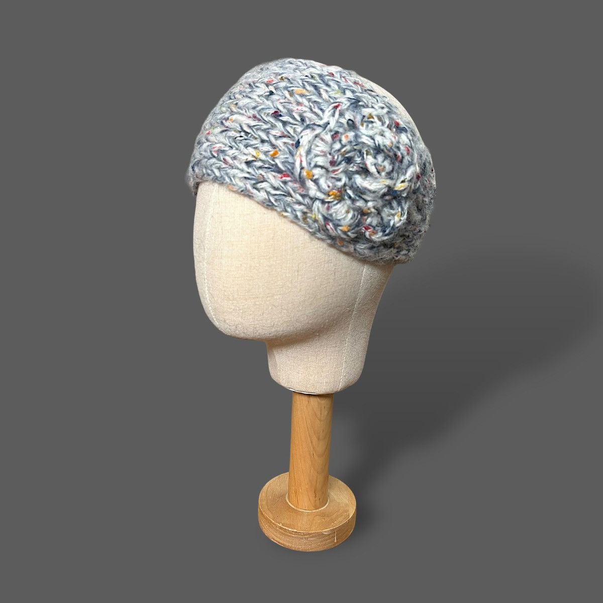 Handmade Handmade Winter Knit Grey Women’s Flower Accent Headband OS Size ONE SIZE - 4 Thumbnail