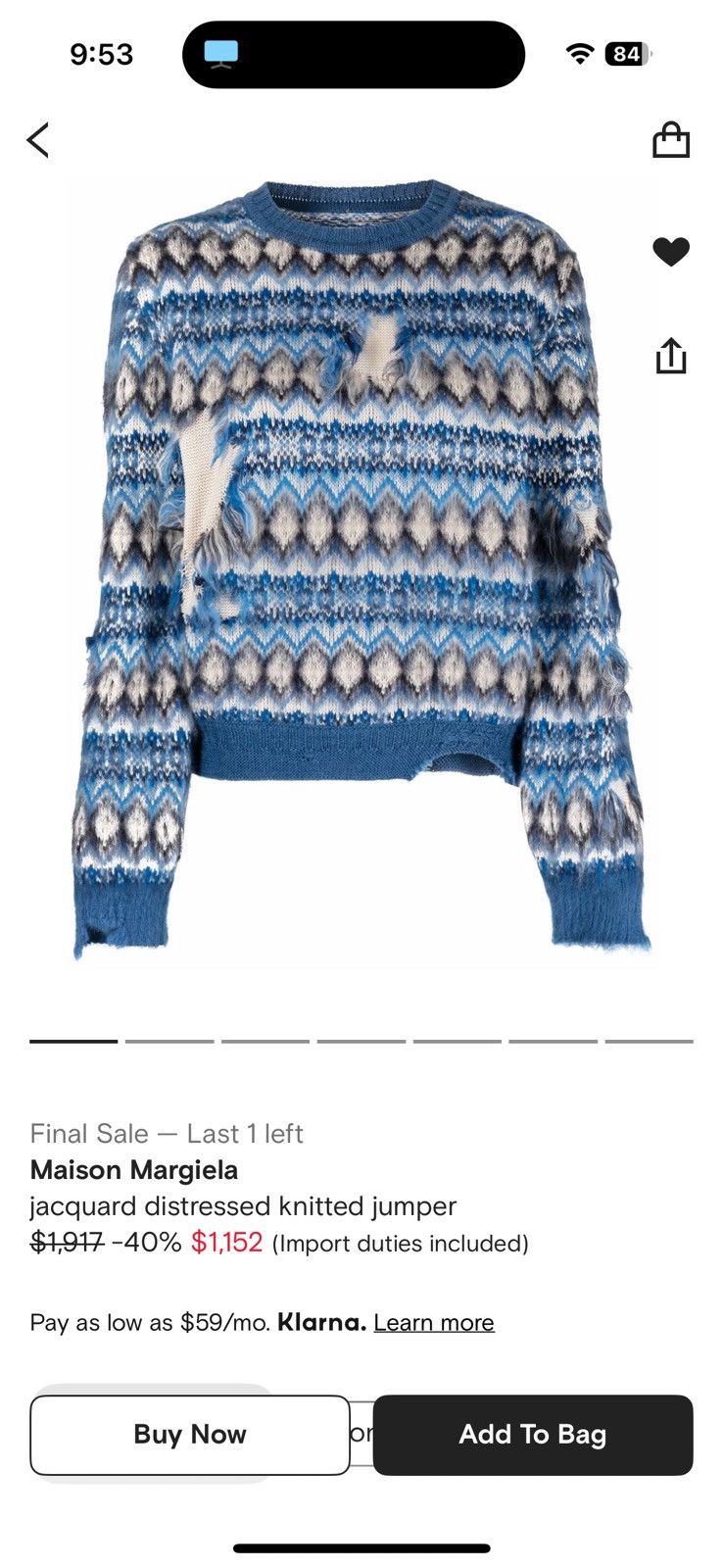 Maison Margiela FW/22 Fair Isle Wool distressed Sweater Size US L / EU 52-54 / 3 - 12 Thumbnail
