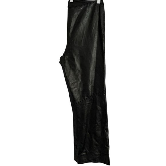 Danier Vintage Danier Black Leather Lined High Rise Straight Pants Size 32" / US 10 / IT 46 - 8 Thumbnail