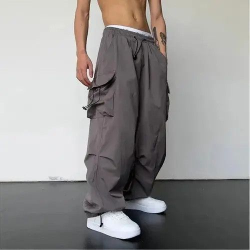 Japanese Brand Streetwear Hip Hop Grey Parachute Pants Size US 32 / EU 48 - 5 Thumbnail
