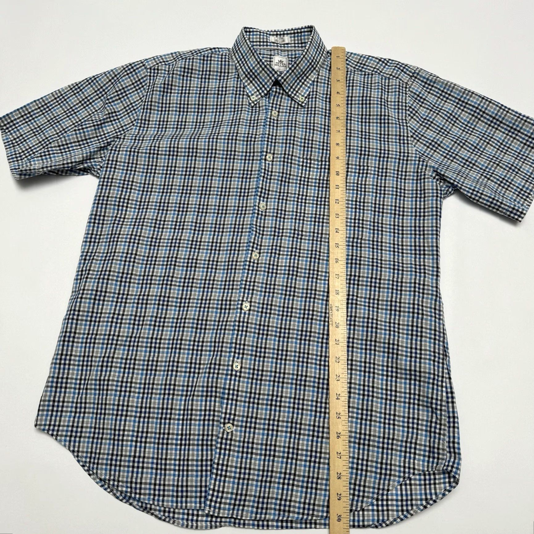 Peter Millar Peter Millar Shirt Men L Blue Plaid Short Sleeve Button-Down Button Up EUC Size US L / EU 52-54 / 3 - 6 Thumbnail