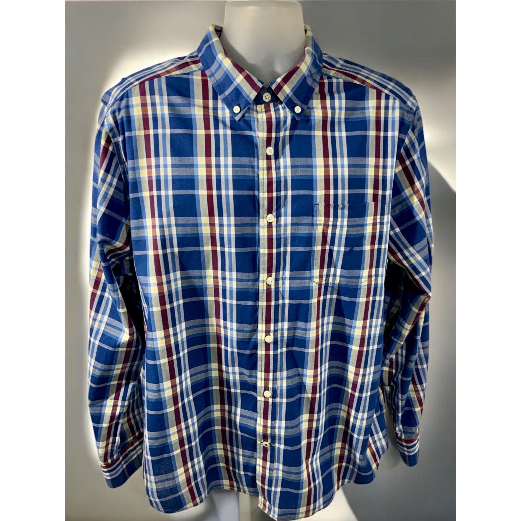 Nautica Nautica Mens Long Sleeve Limoges Blue Plaid Button Up Shirt Size US XL / EU 56 / 4 - 2 Thumbnail