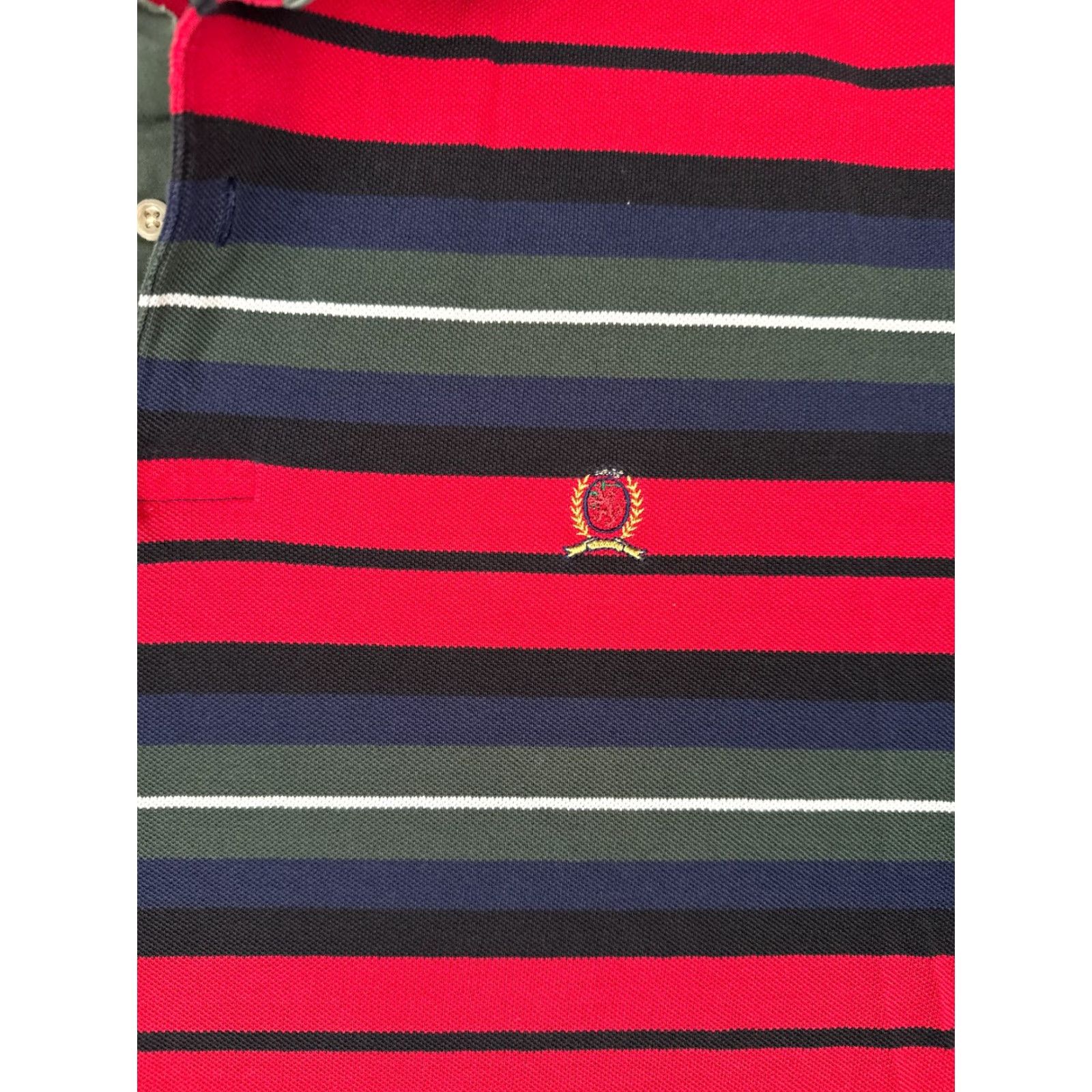 Tommy Hilfiger Tommy Hilfiger Shirt Men Large Blue Red Green Stripe 100% Cotton Crest Golf Size US L / EU 52-54 / 3 - 6 Thumbnail