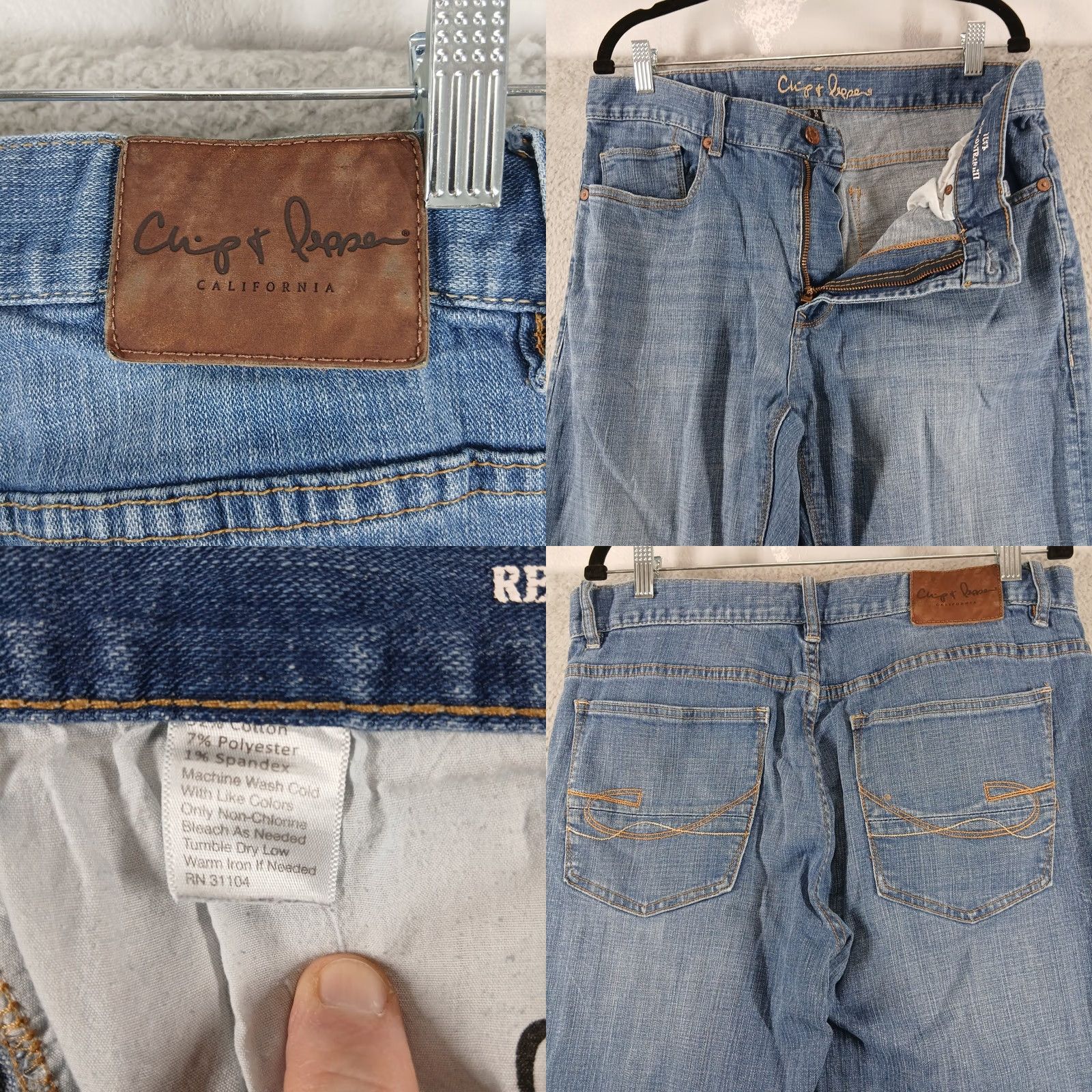 Vintage Chip & Pepper Jeans Mens W34 L34 Straight Leg Medium Wash Distressed Faded Size US 34 / EU 50 - 8 Thumbnail