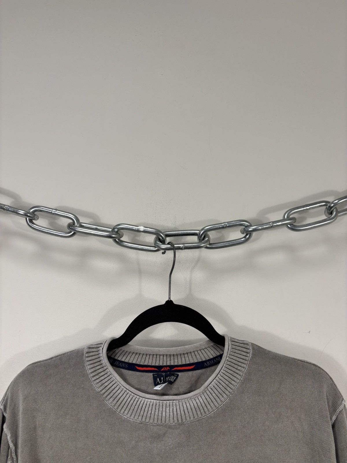 Armani Vintage Armani Jeans Men’s Big Logo Beige Cotton Sweater Size US L / EU 52-54 / 3 - 6 Thumbnail