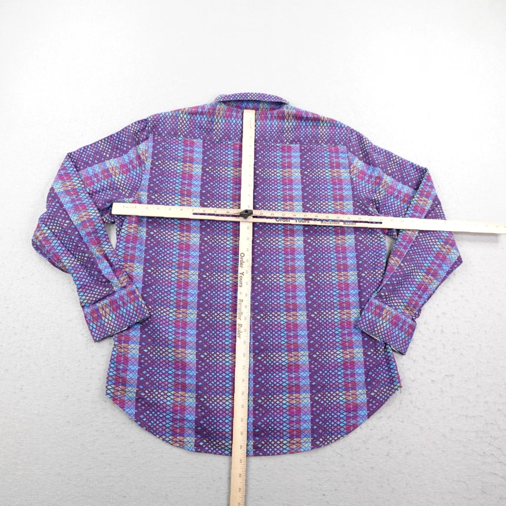 Robert Graham Robert Graham Shirt Mens XL Purple Abstract Classic Long Sleeve Flip Cuffs Size US XL / EU 56 / 4 - 5 Thumbnail