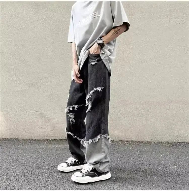 Japanese Brand Retro washed patchwork distressed jeans Size US 32 / EU 48 - 1 Thumbnail