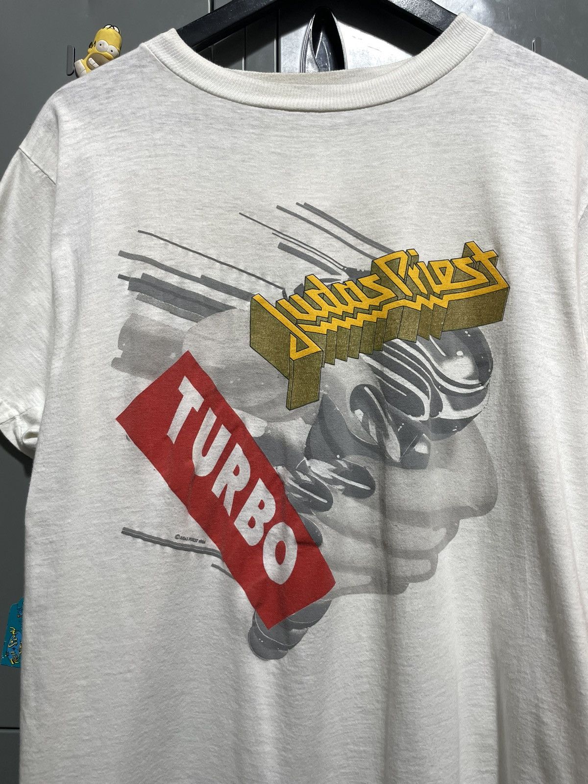 image of Band Tees x Rock T Shirt 1986 Judas Priest Turbo Fuel For Live Tour Merch 80's Metal in White (Size