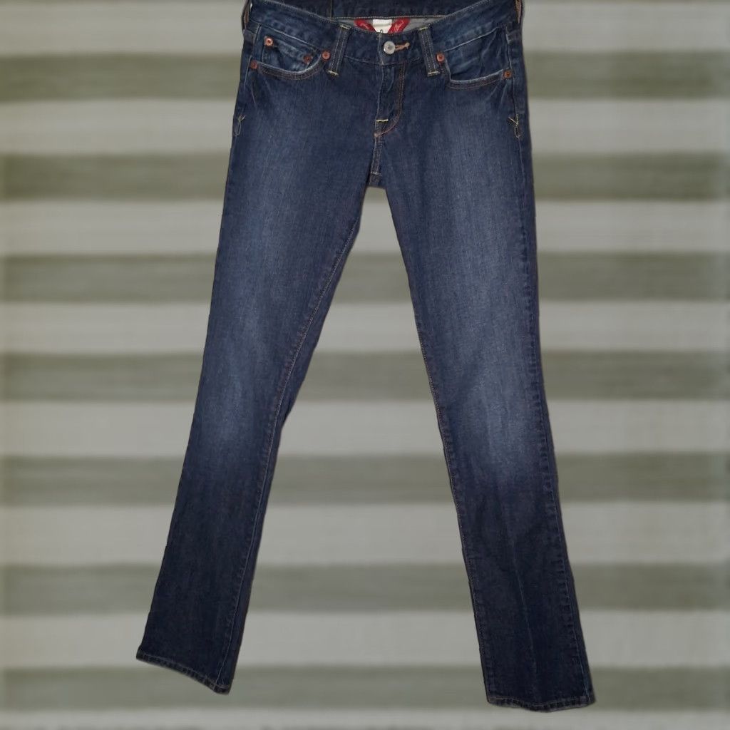 Lucky Brand Lucky Brand Jeans Lola Straight Short Blue Denim Slim Distressed Work Jeans Size 42" / US 20 - 1 Thumbnail