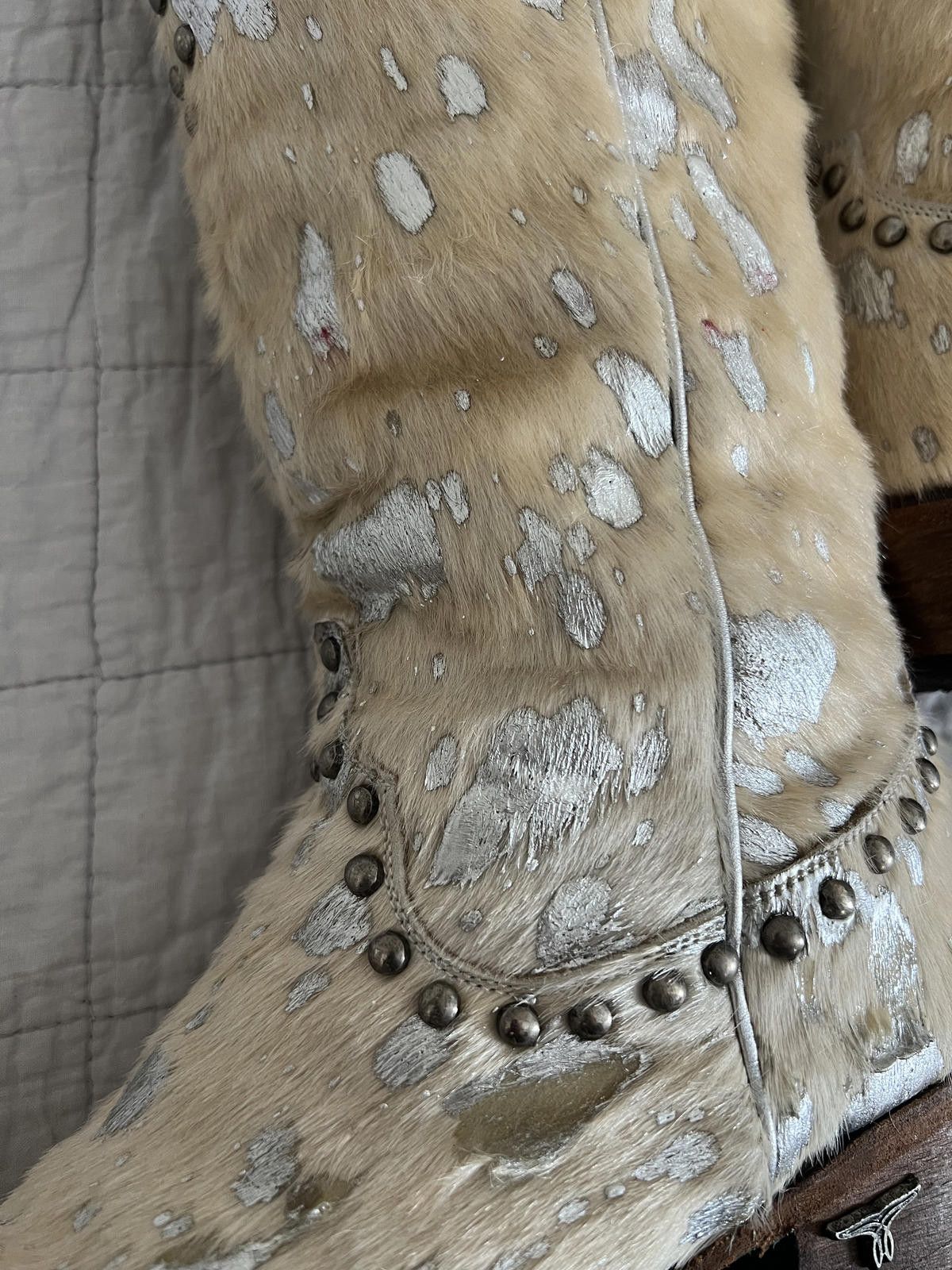 Other Lane Pony Hair & Metallic Studded Western Boots, Snip Toe Size US 8 / IT 38 - 7 Thumbnail
