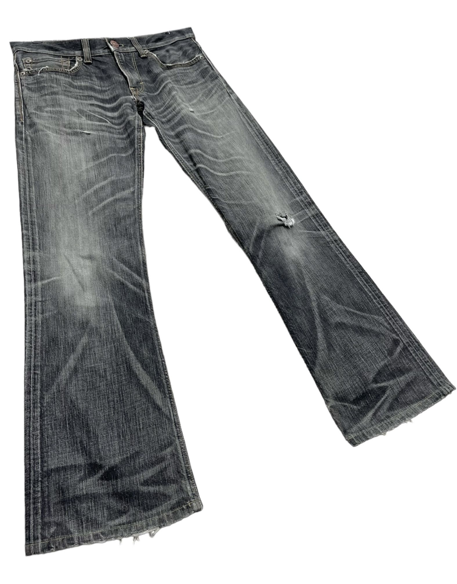 Edwin 🔥GRUNGE EDWIN FLARE Natural Ripped Faded Distressed Denim Size US 30 / EU 46 - 3 Thumbnail