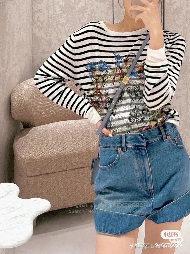 Dior Dior Zoo series linen cashmere striped long-sleeved T-shir Size XS / US 0-2 / IT 36-38 - 8 Thumbnail