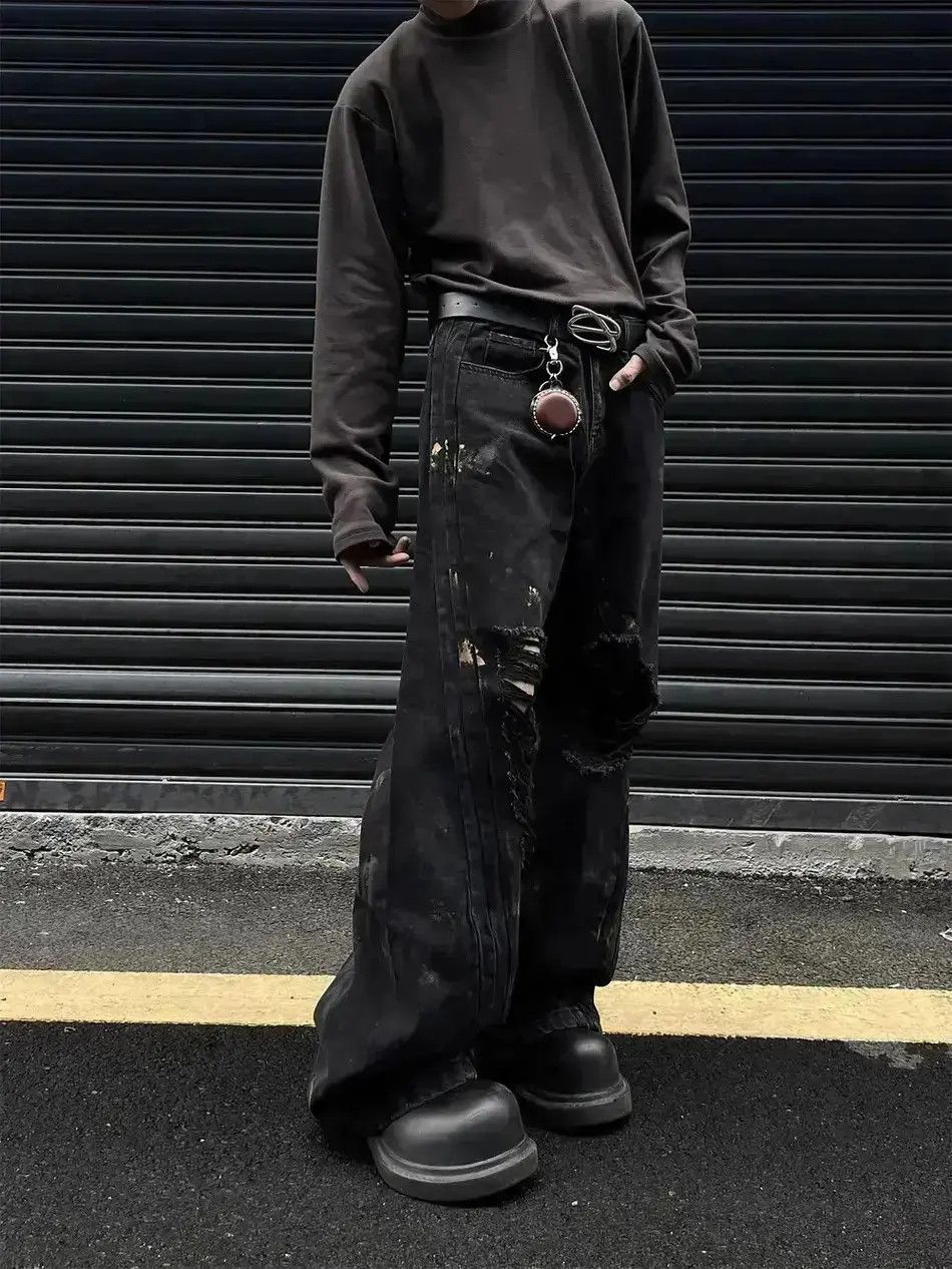 Japanese Brand Graffiti hole patchwork jeans Size US 32 / EU 48 - 5 Thumbnail