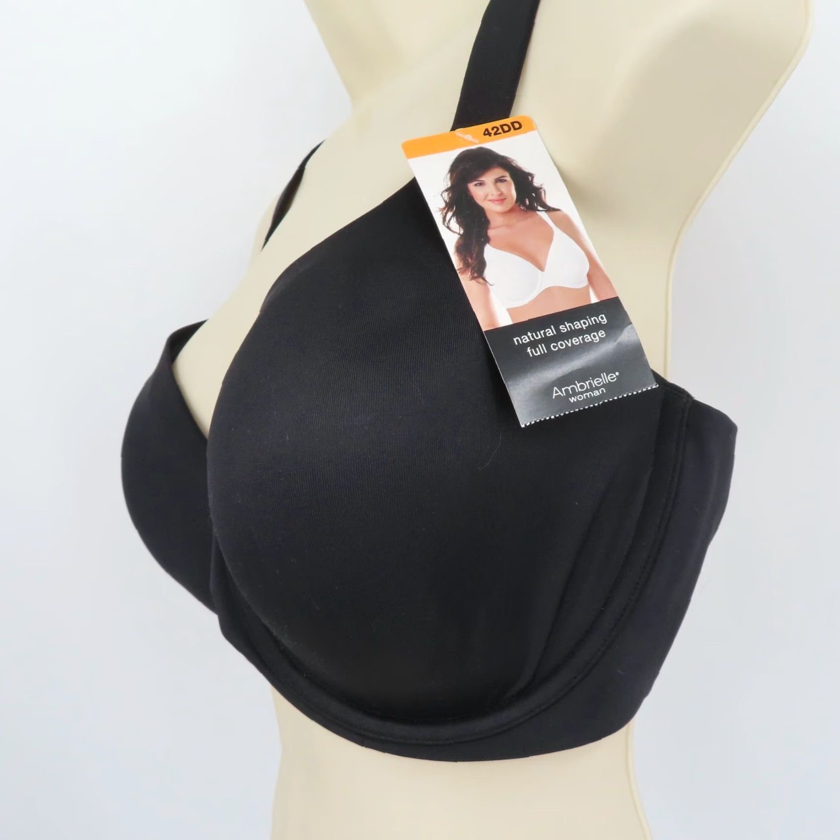 Vintage Ambrielle Bra Solid Black Underwire Lined Wide Strap 42DD Plus Size Women NEW Size ONE SIZE - 4 Thumbnail