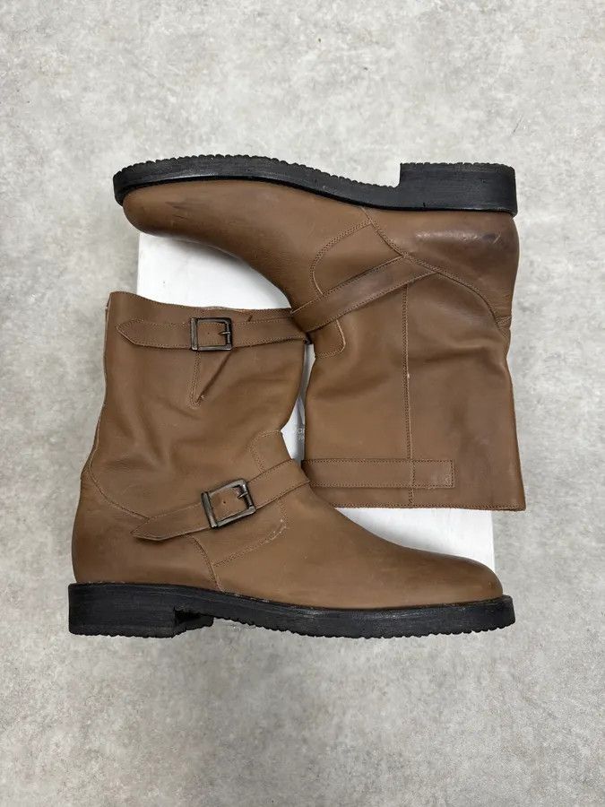 Maison Margiela Maison Margiela Brown Double Buckle Leather Boots Size US 10 / EU 43 - 2 Thumbnail