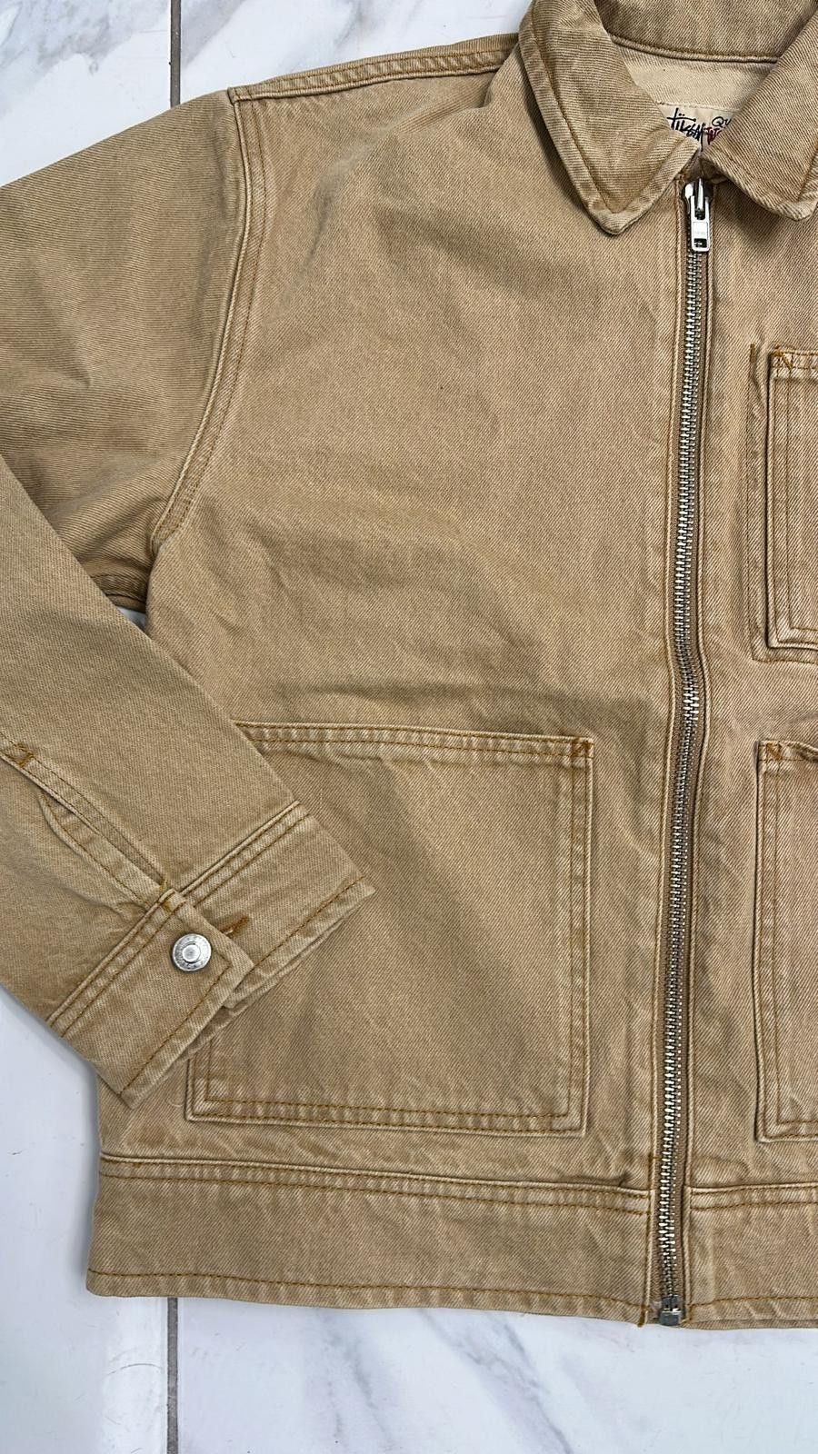 Stussy Stussy Denim Zip Work Jacket Sand Size S Size US S / EU 44-46 / 1 - 4 Thumbnail