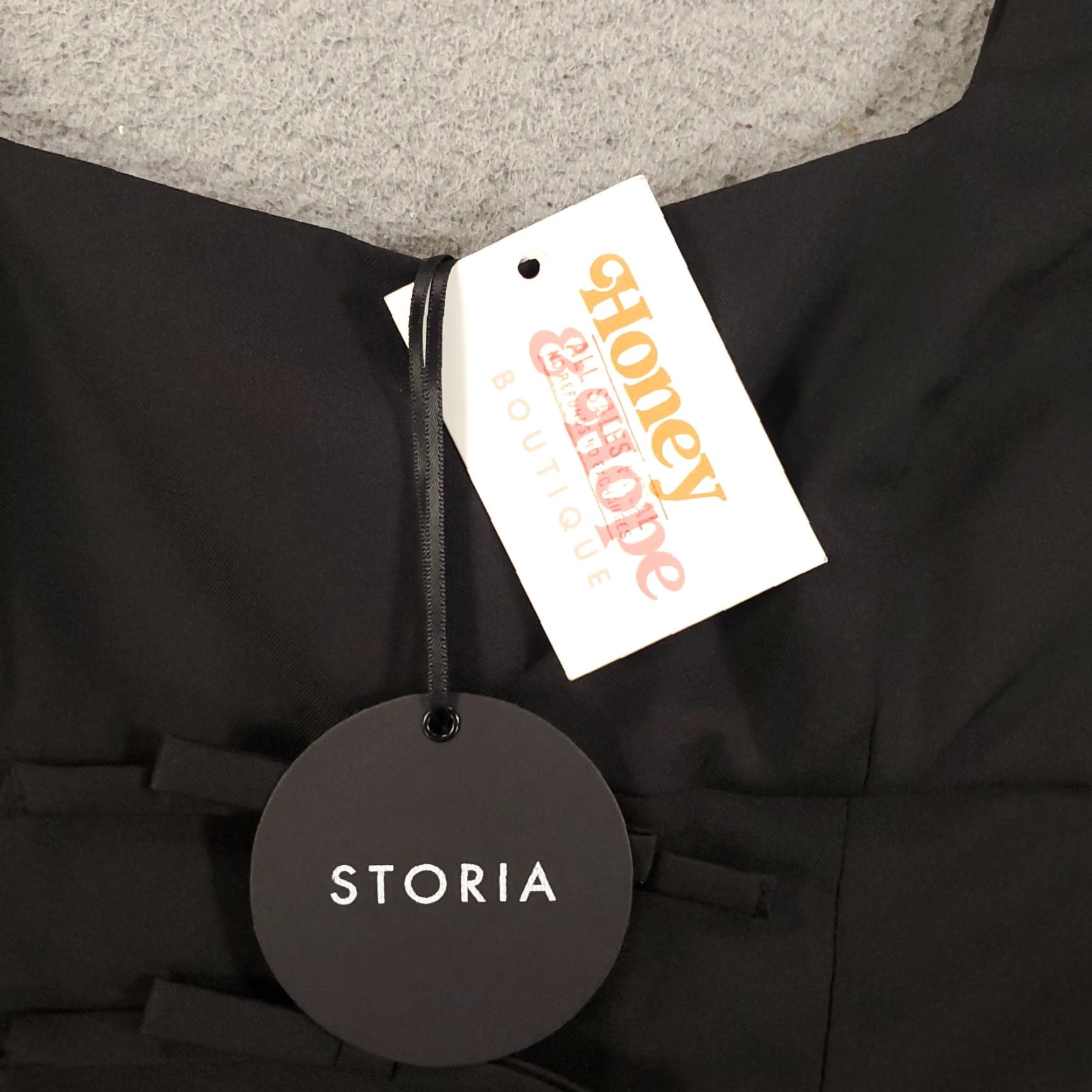 Vintage Storia Dress Womens Medium Black Mini Stretch Lined Bows Size M / US 6-8 / IT 42-44 - 7 Thumbnail