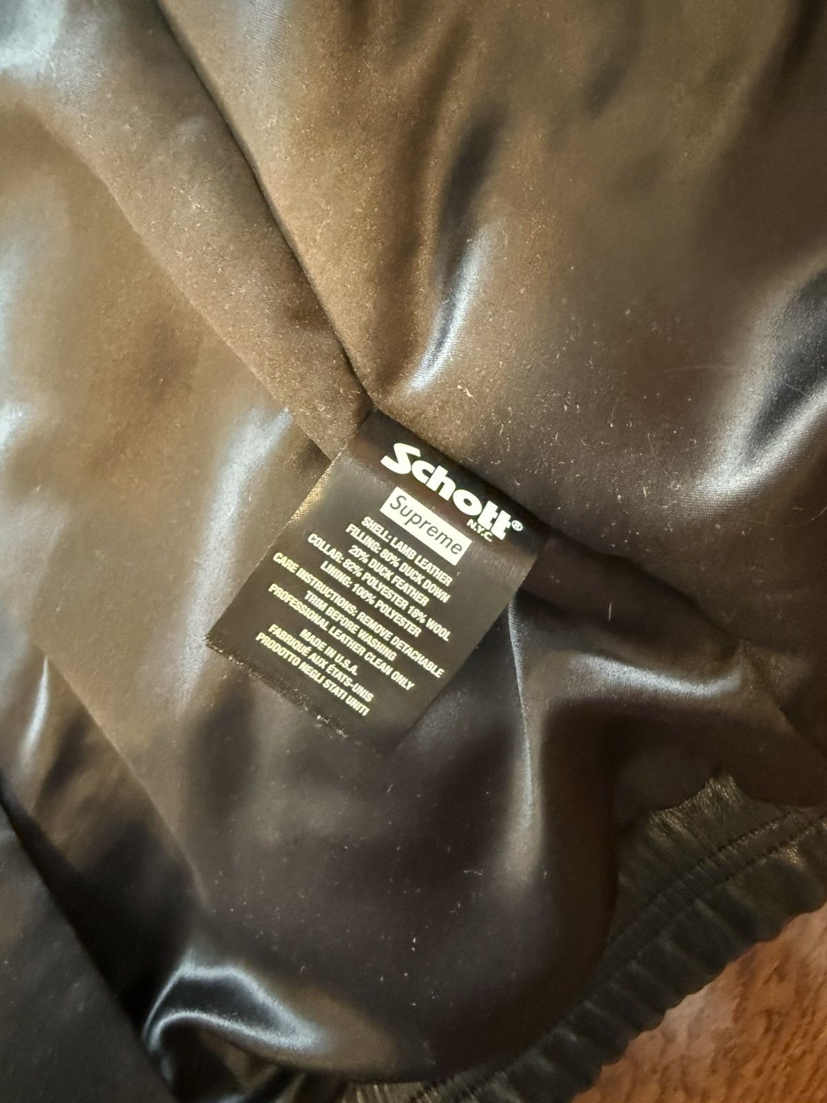 Schott × Supreme Supreme Schott Chevron Leather Down Puffer