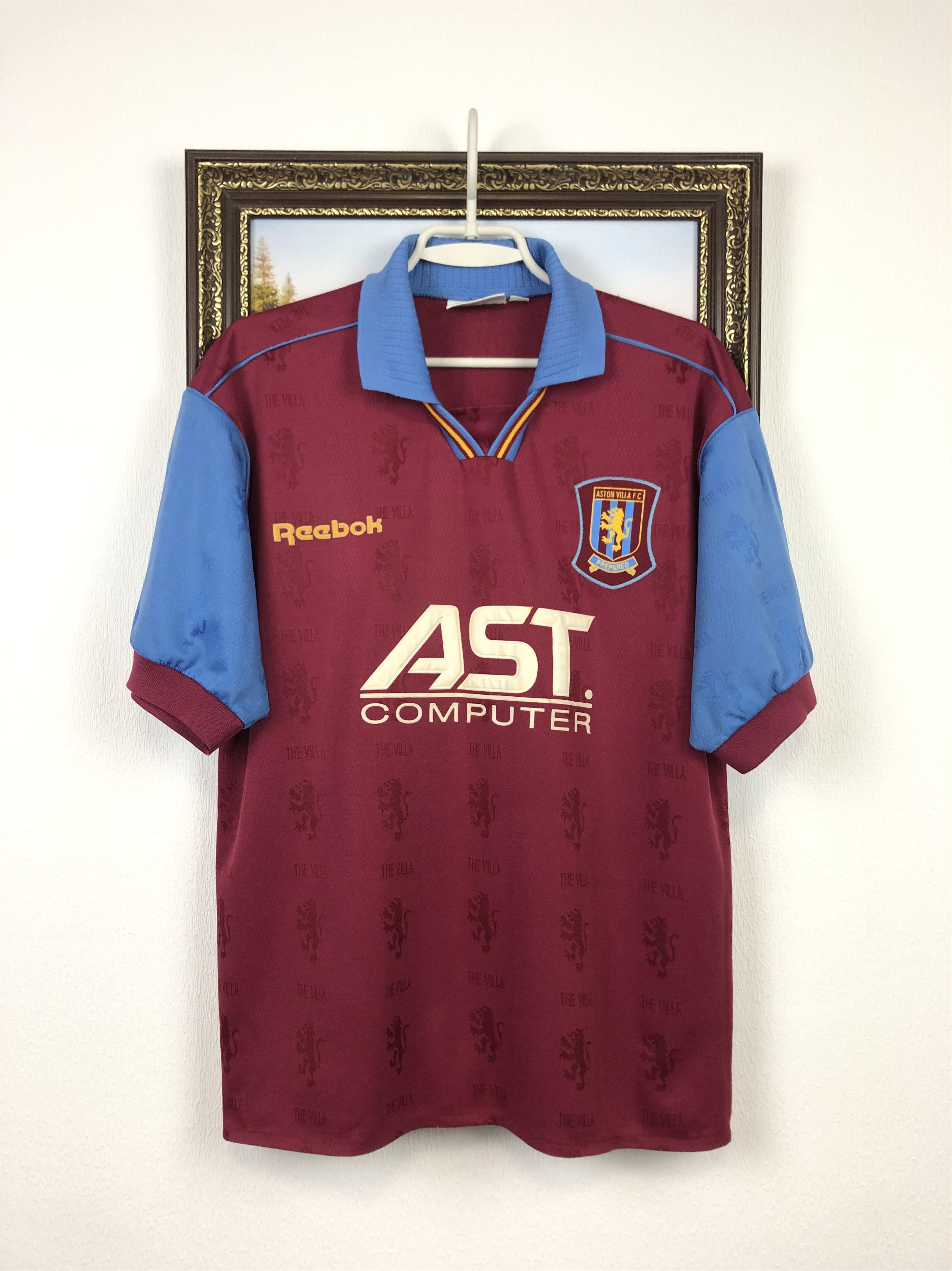 image of Aston Villa Home Football Shirt 1995 Soccer Jersey, Men's (Size Medium)