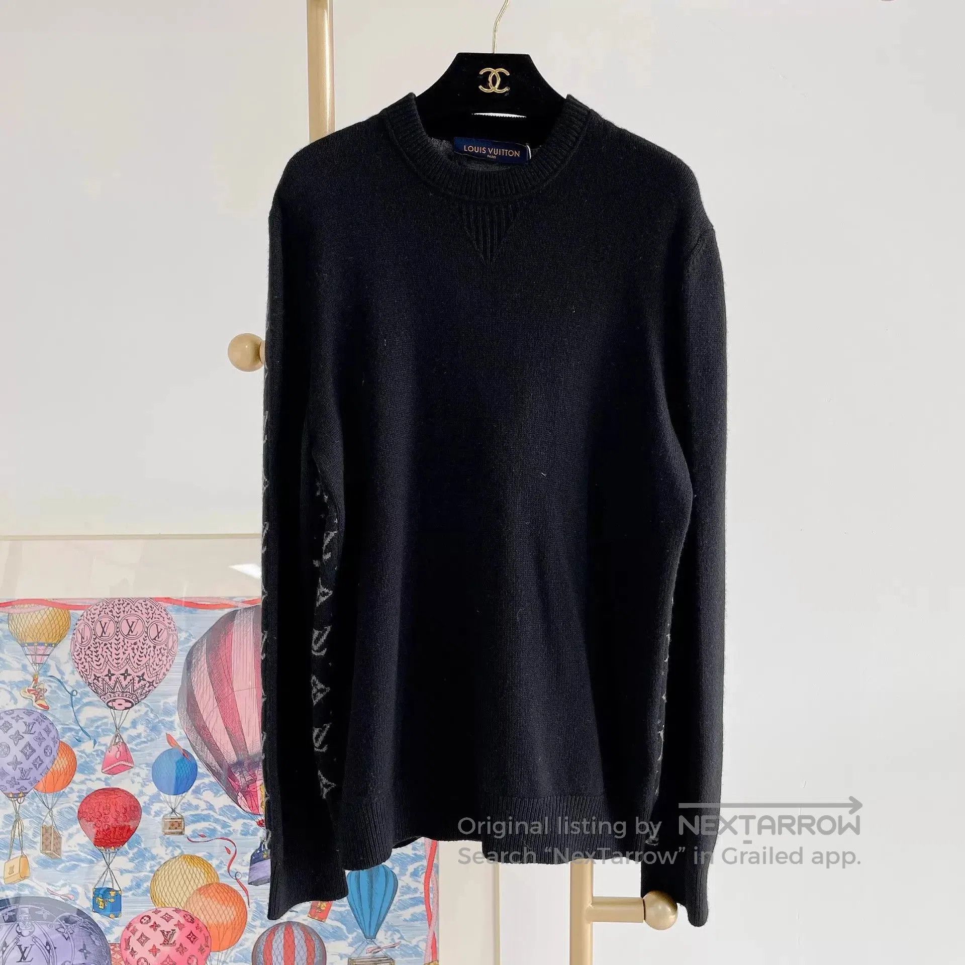 Louis Vuitton Black Long Sleeve Knit Sweater with Patterned Sleeves. Size US M / EU 48-50 / 2 - 1 Thumbnail