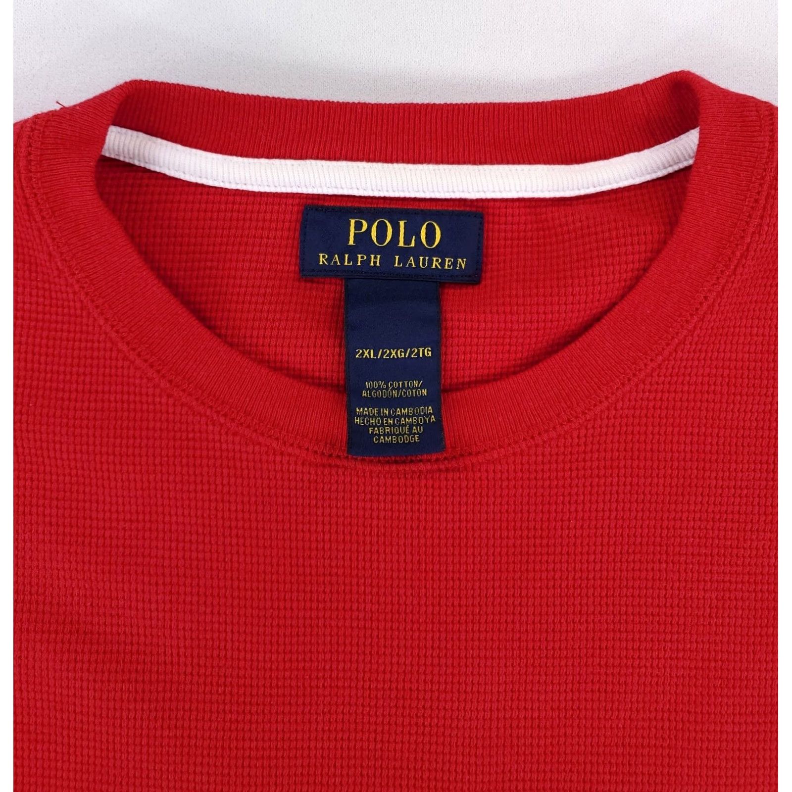 Polo Ralph Lauren Polo Ralph Lauren Long Sleeve Shirt Red Mens XXL Thermal Waffle Knit Shirt Size US XXL / EU 58 / 5 - 3 Thumbnail