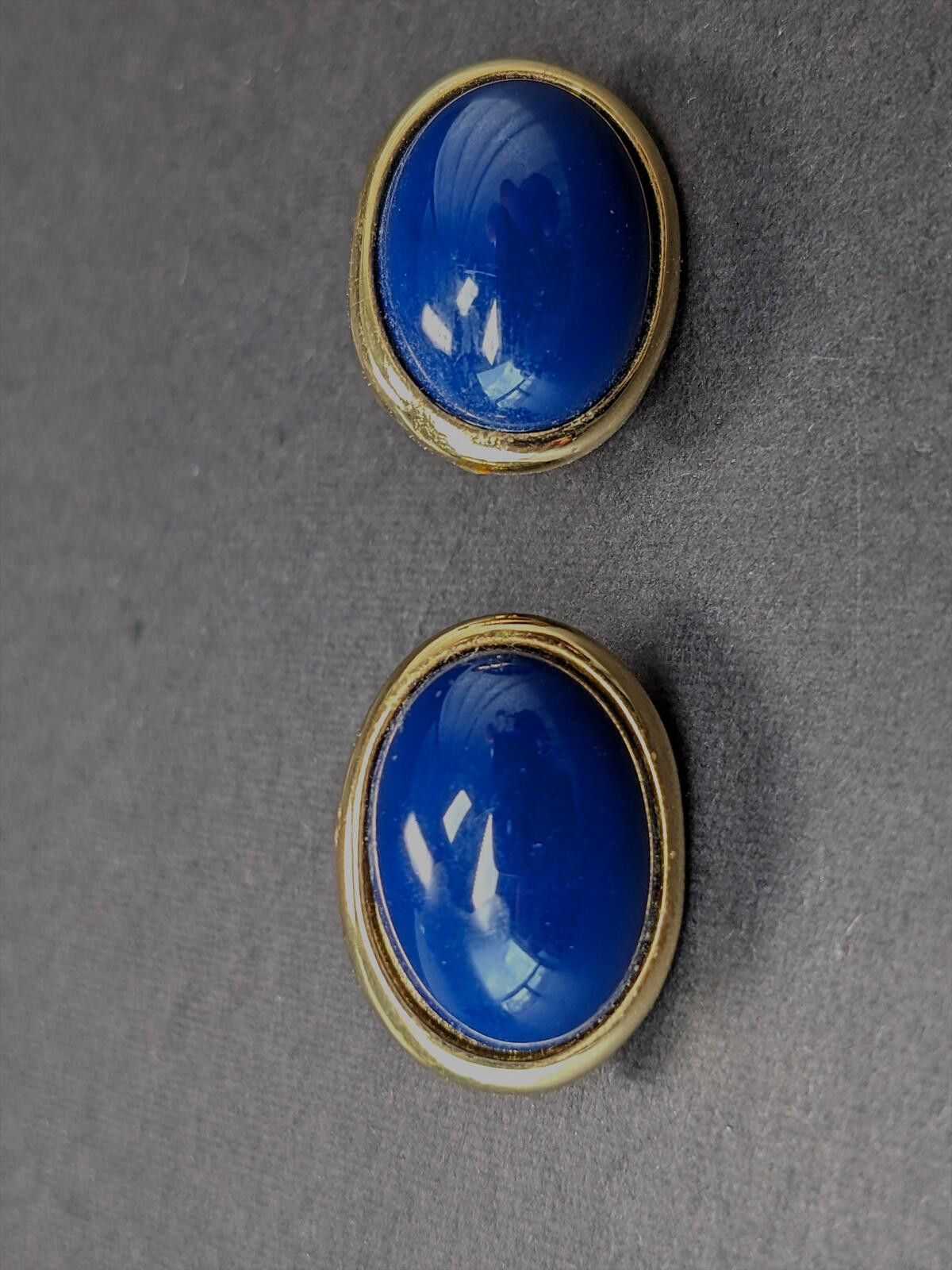 Other Trifari Women Clip-On Earrings 1960s USA Blue Golden Oval Size ONE SIZE - 2 Thumbnail