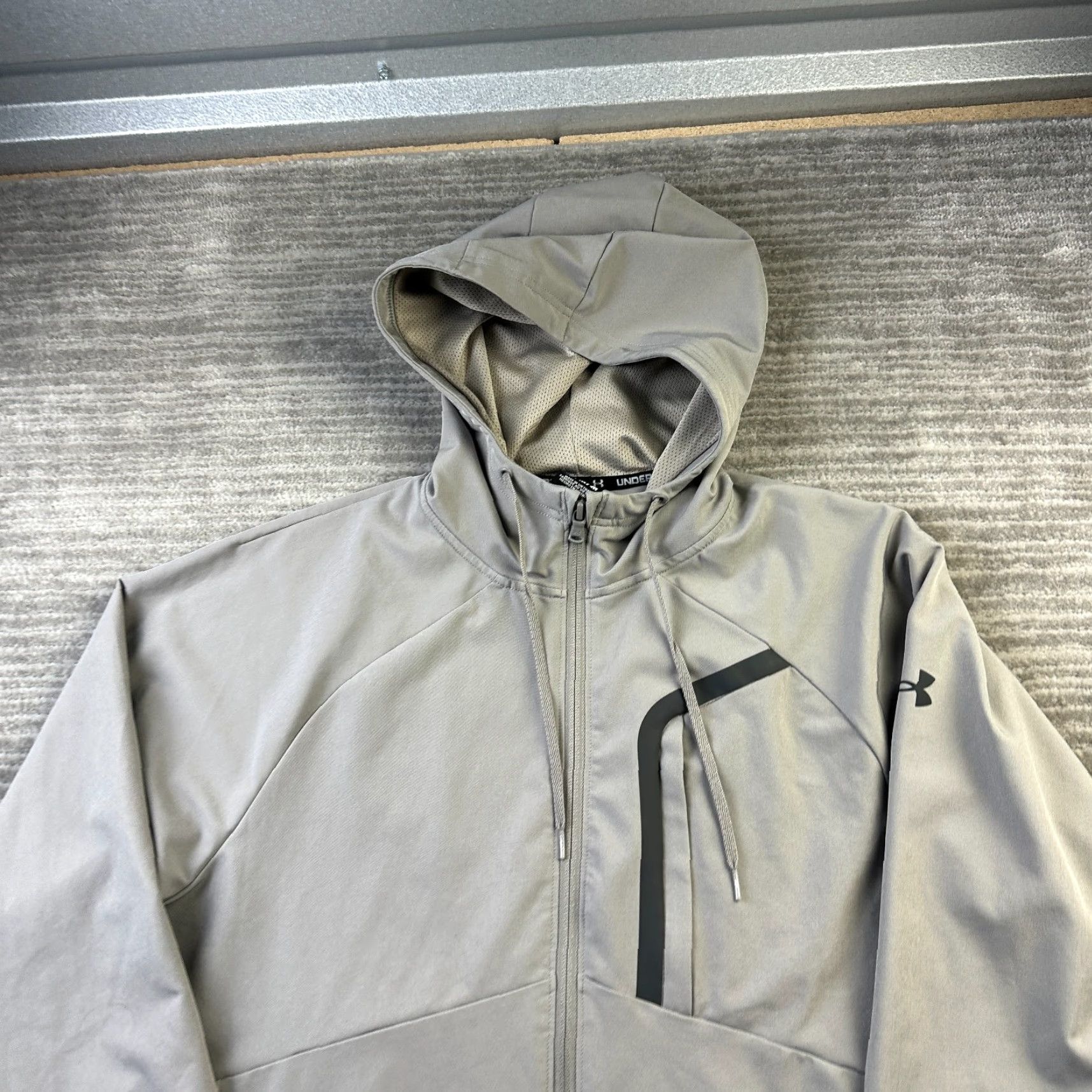 Under Armour Under Armour Hoodie Mens Medium Gray Sportstyle Elite Woven Zip Full Zip Hooded Pockets Logo Size US M / EU 48-50 / 2 - 3 Thumbnail