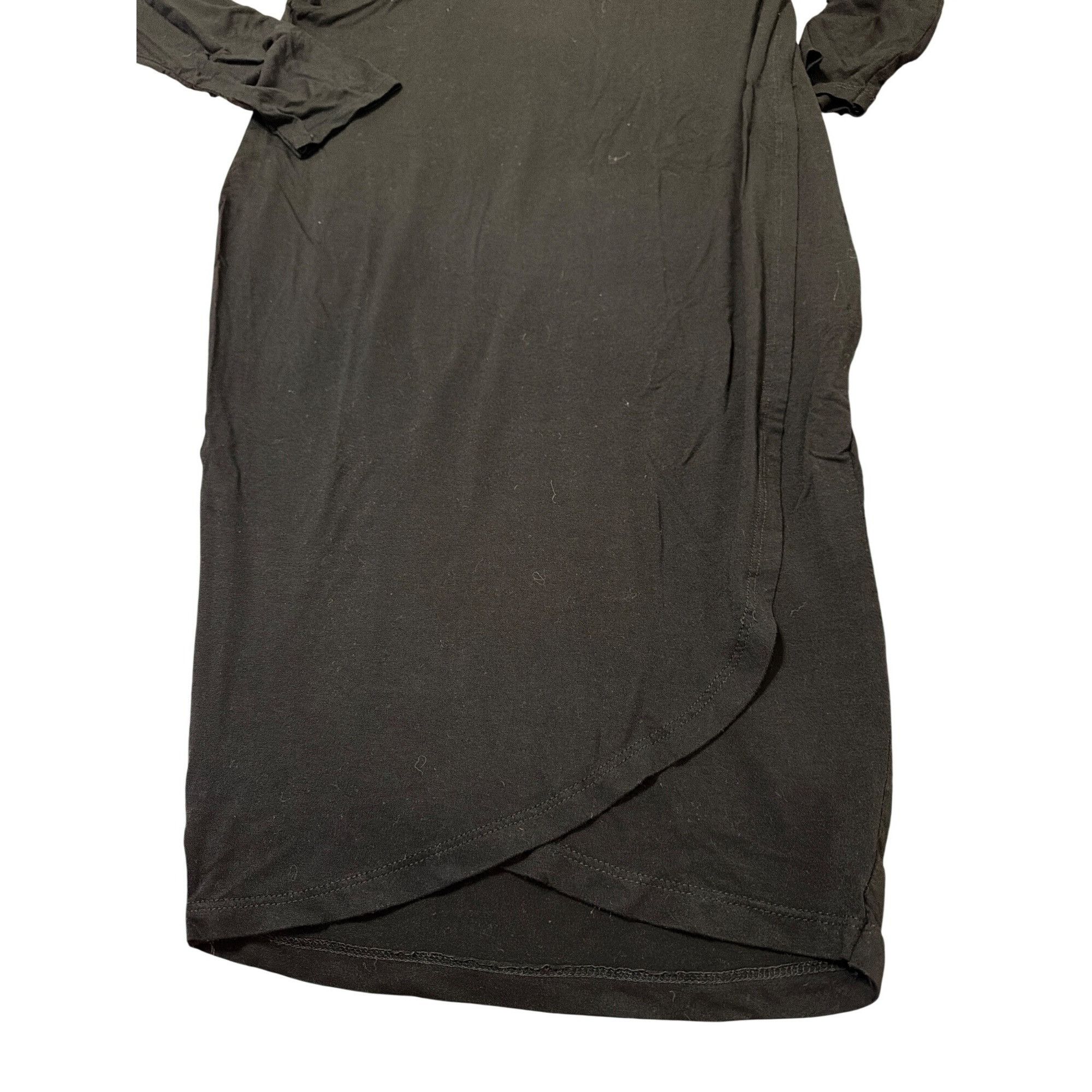 Asos ASOS Black Long Sleeve Faux Wrap Midi Dress V Neck Versatile Size XL / US 12-14 / IT 48-50 - 2 Thumbnail