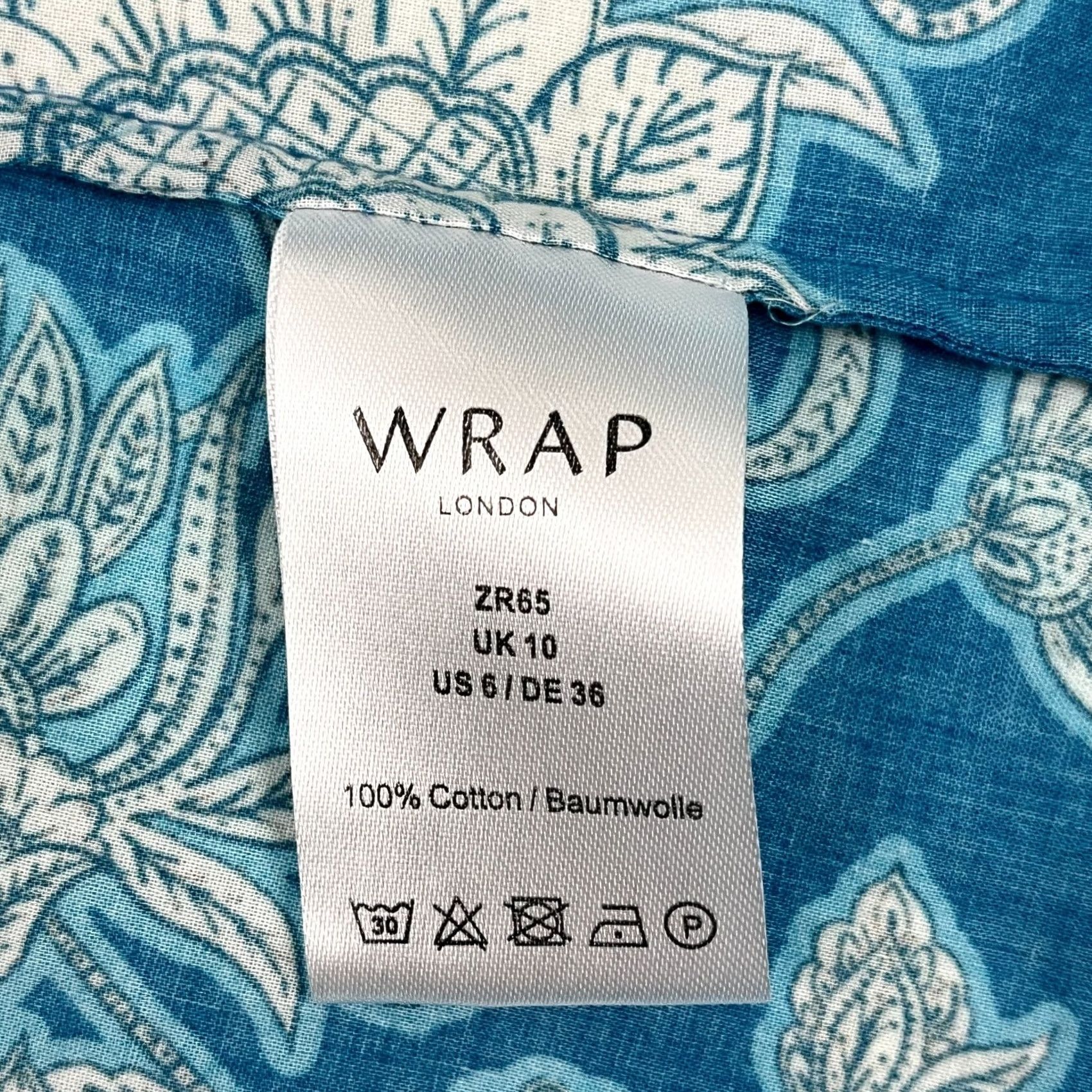 Vintage Wrap London Maxi Skirt Women UK 10 US 6 Blue Floral Elastic Smocked Pockets Boho Size 28" / US 6 / IT 42 - 3 Thumbnail