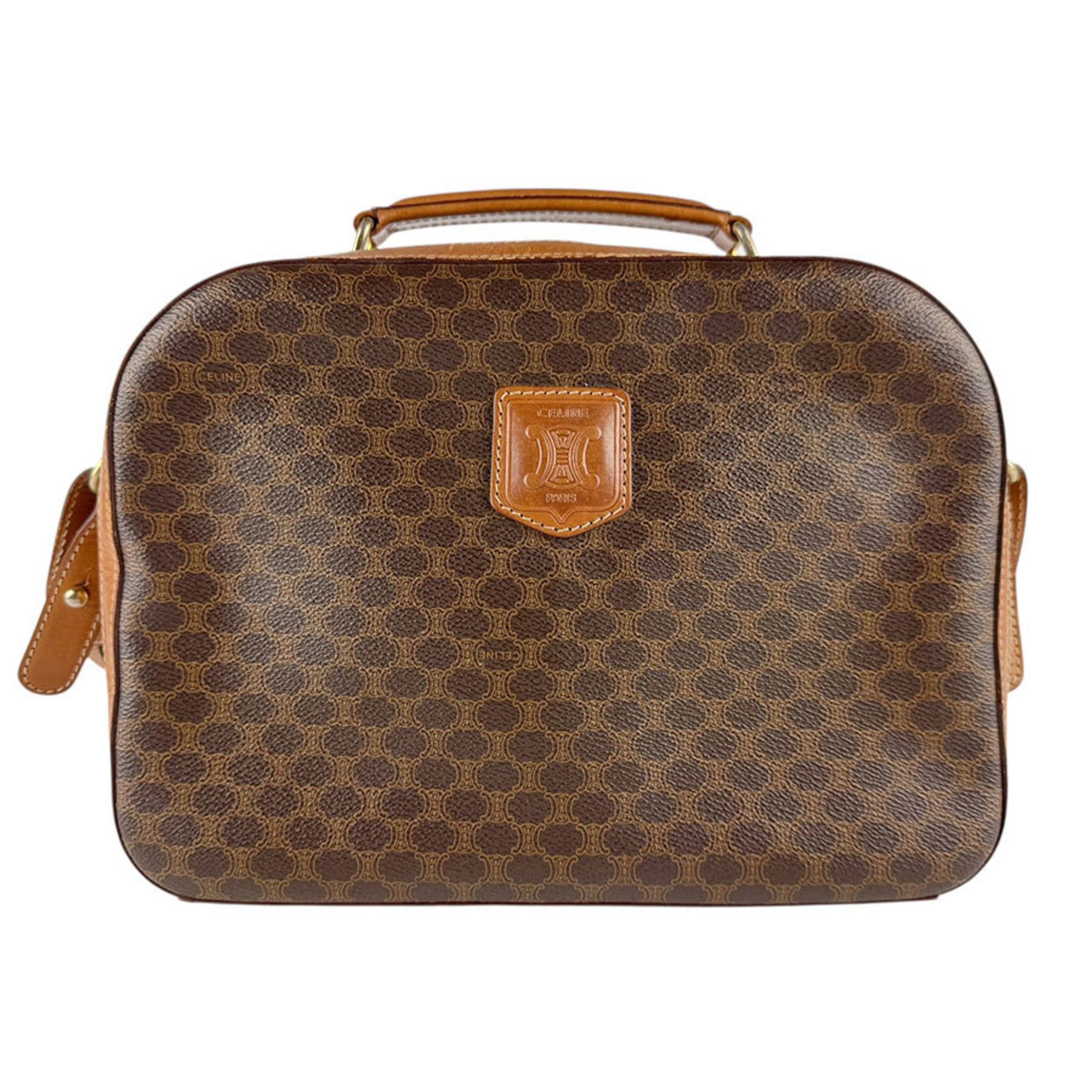 Celine Macadam PVC-Coated Canvas Shoulder Bag, Brown, Unisex, Z8153