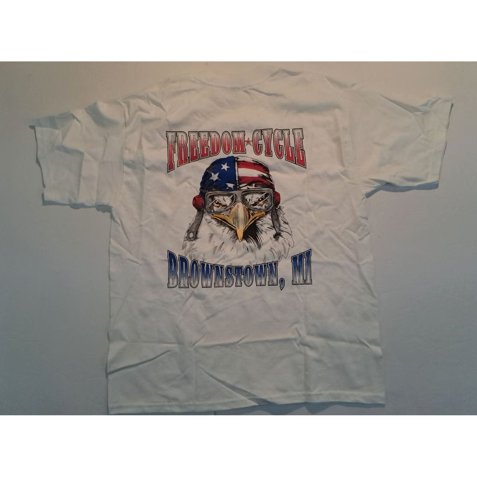Gildan Freedom Cycle Harley-Davidson Dealer T-Shirt L Men White Motorcycles 90s? No decade info. Size US L / EU 52-54 / 3 - 5 Thumbnail
