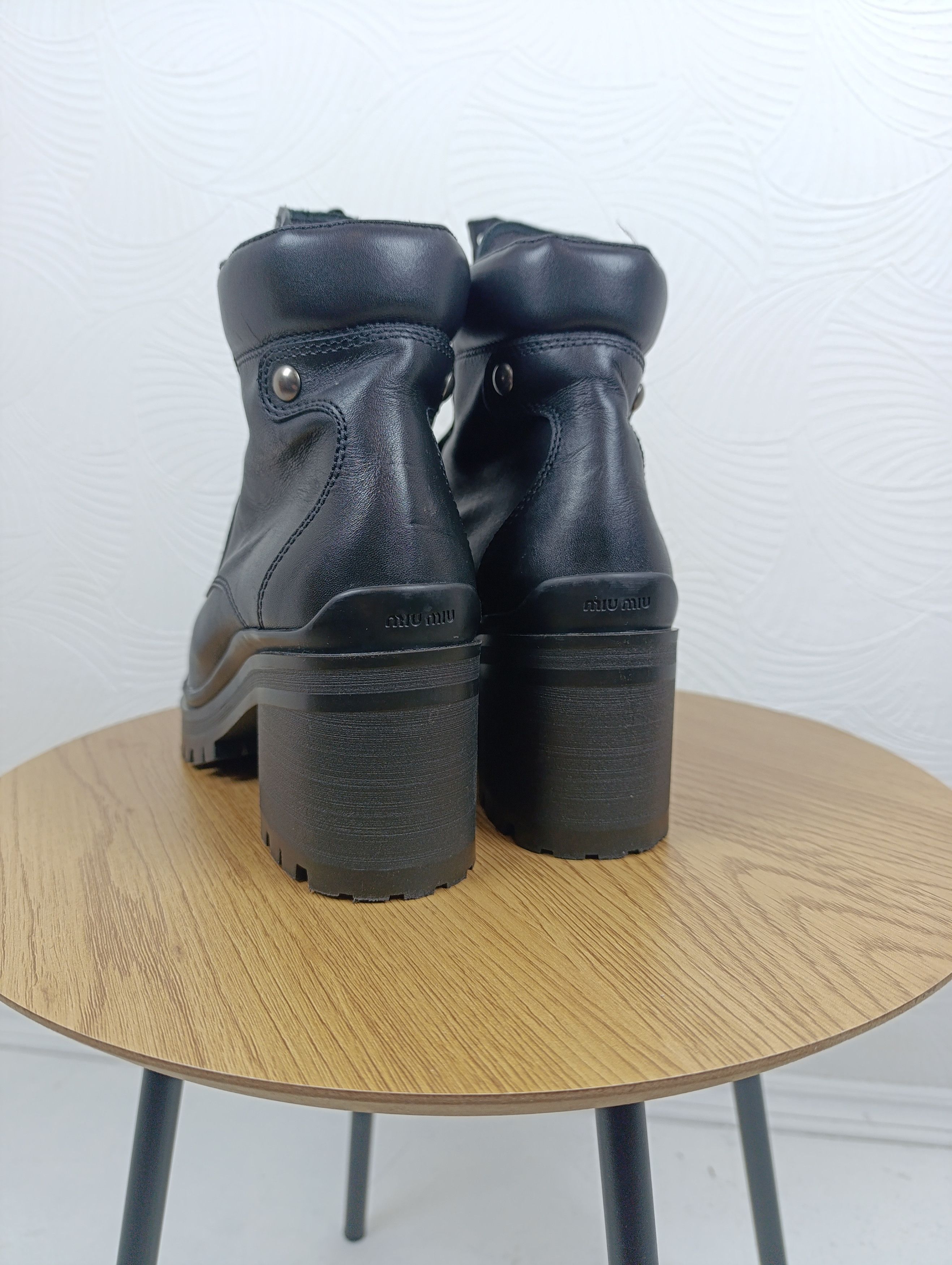 Miu Miu MIU MIU BLACK HIGH HEEL BIKER LACE UP BOOTS SIZE 39 Size US 9 / IT 39 - 9 Thumbnail