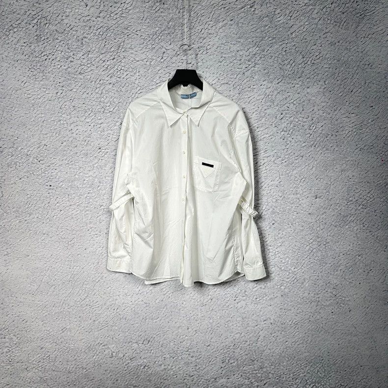 Prada Prada Cotton logo long-sleeved white shirt 2503-Nextarrow Size US XS / EU 42 / 0 - 1 Thumbnail
