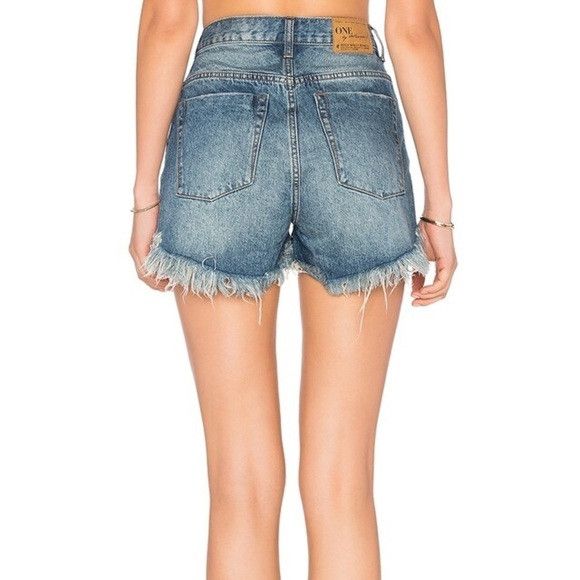 One Teaspoon One Teaspoon Women's High Waist Bonita's denim Jean Shorts Size 25" / US 0 / IT 36 - 13 Thumbnail