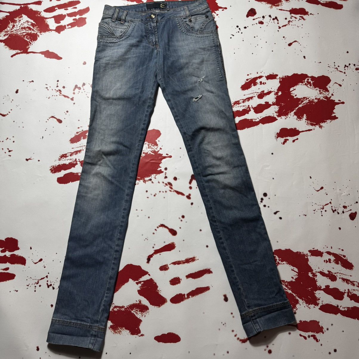 Roberto Cavalli vintage 90s just cavalli flared jeans distressed y2k Size 26" / US 2 / IT 38 - 1 Thumbnail