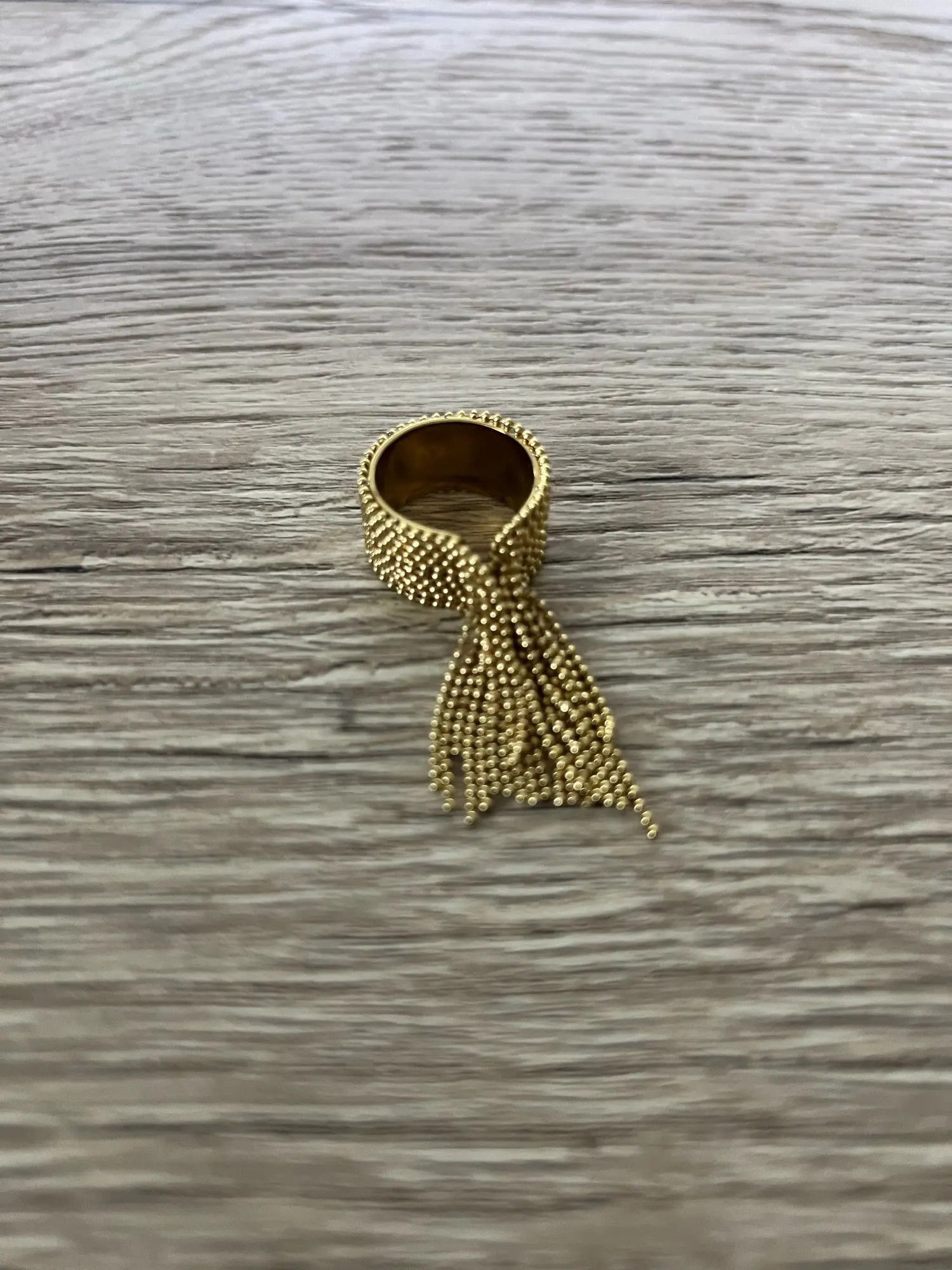 Jewelry Resizable 18K PVD Plated Stainless Steel Chain Tassel Ring Size ONE SIZE - 6 Thumbnail