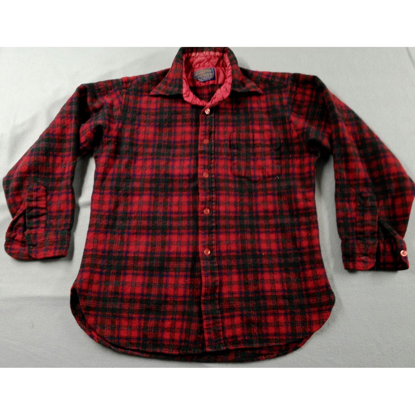 Pendleton VINTAGE Pendleton Jacket Mens Large Red Plaid Wool Lined Flannel Made USA 70s Size US L / EU 52-54 / 3 - 3 Thumbnail