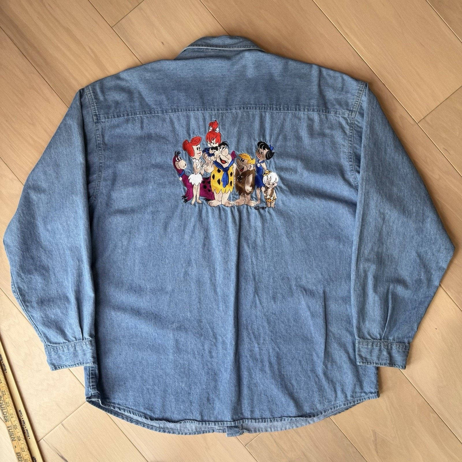 Vintage Vintage Flintstones Shirt Large Blue Long Sleeve Button Up Size US L / EU 52-54 / 3 - 8 Thumbnail