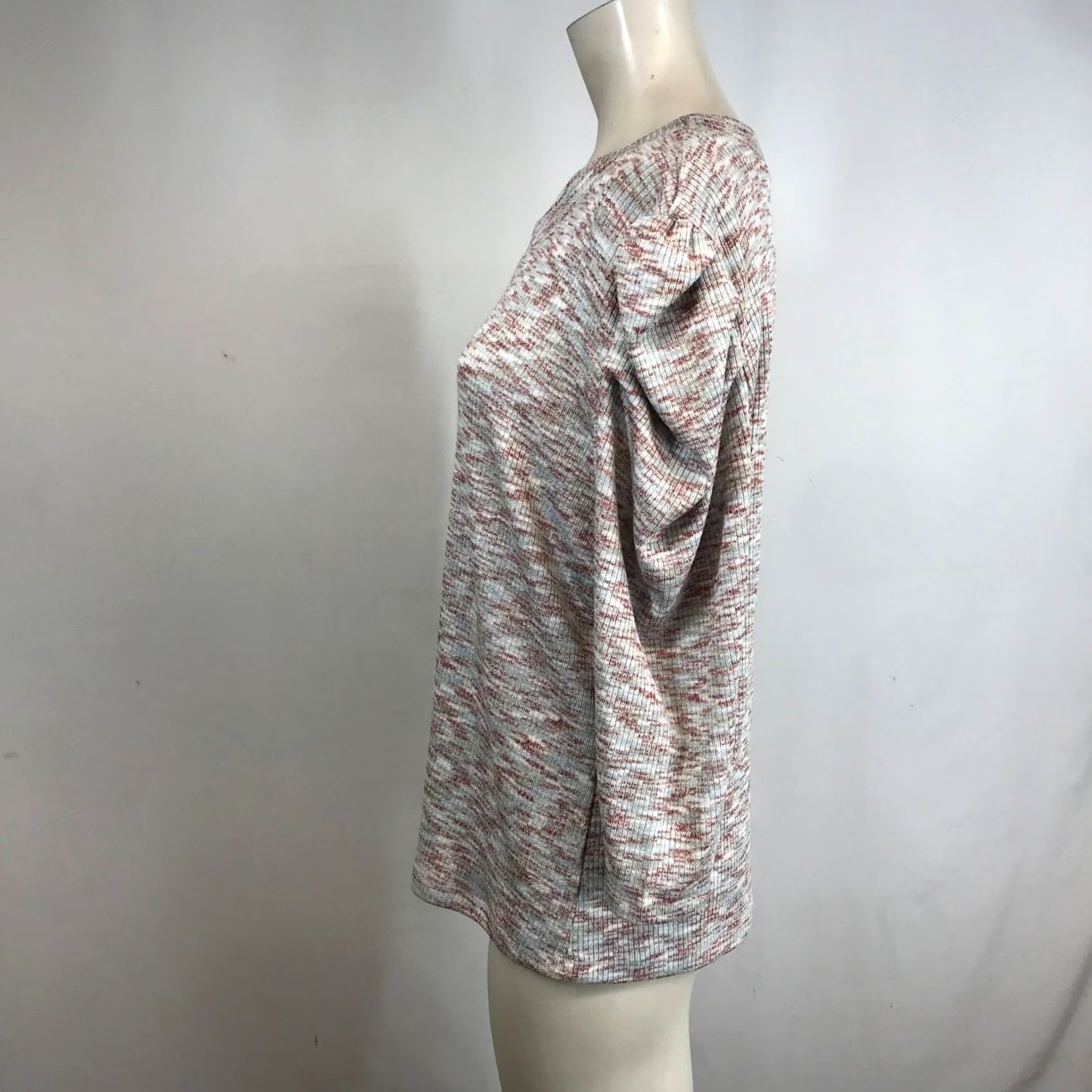 Vintage Studio B by Bobeau Women's Puff Sleeve Marled Knit Sweater XL Pullover Red Crew Neck Casual Shirt/Top Size XL / US 12-14 / IT 48-50 - 6 Thumbnail