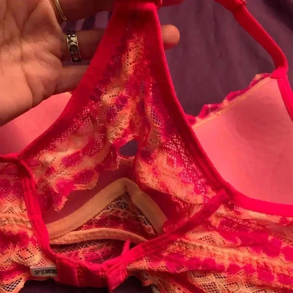 Designer Radiant Red Lace Bralette with Adjustable Straps Size ONE SIZE - 4 Thumbnail