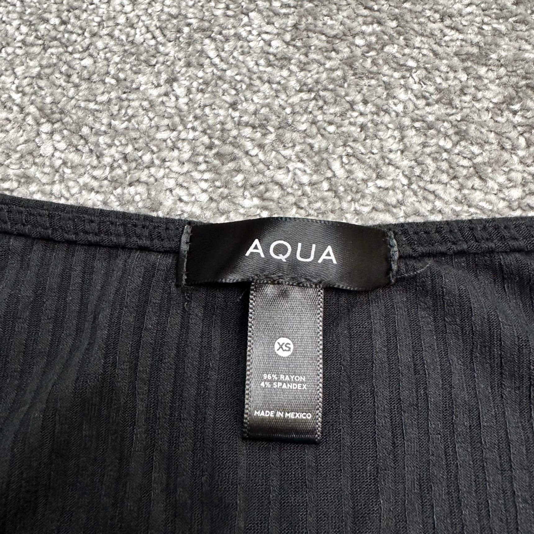 AQUA Aqua Ribbed Knit Ruched Blouse Womens XS Black Long Sleeve Casual Classic Size XS / US 0-2 / IT 36-38 - 5 Thumbnail