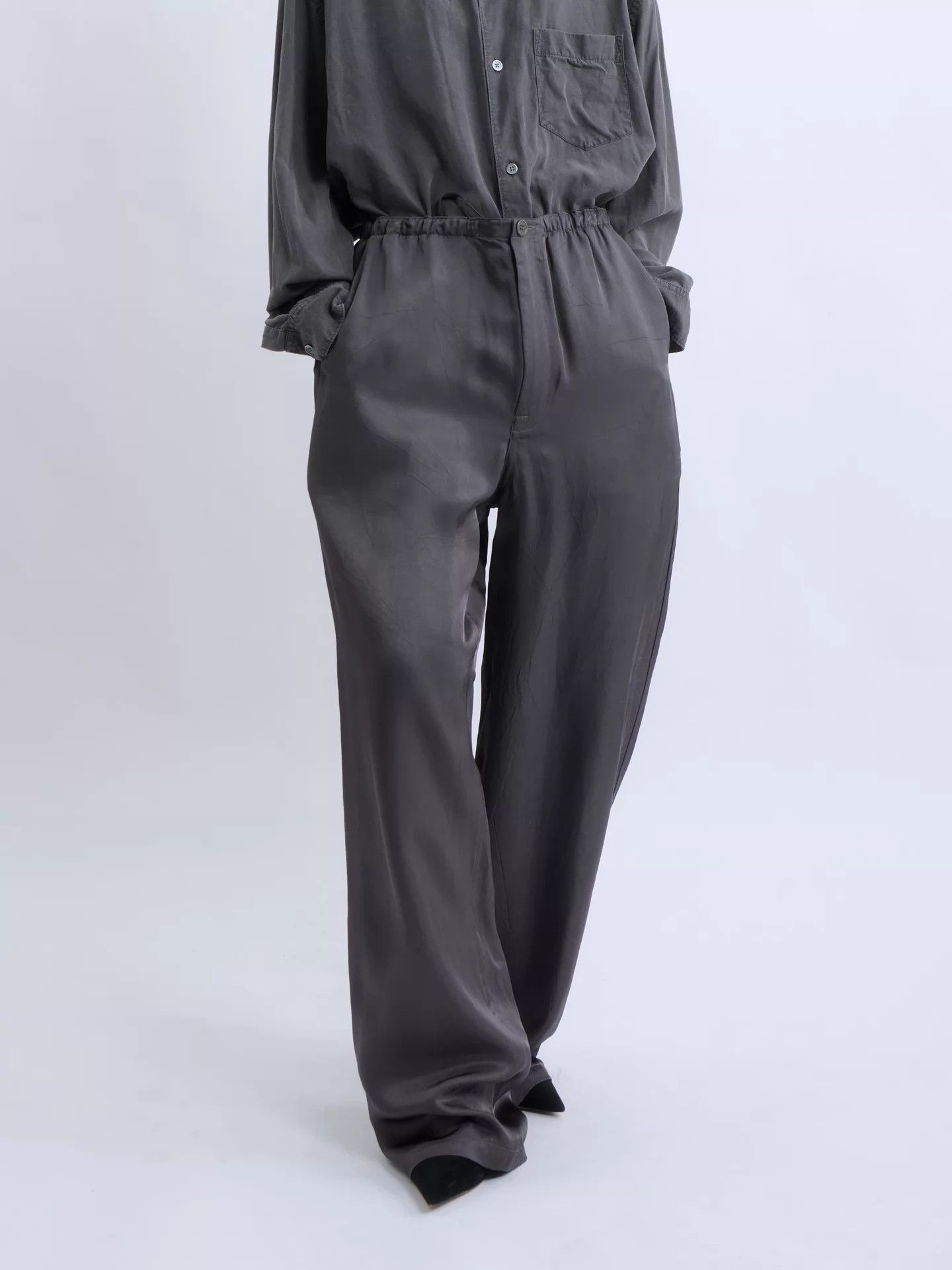 Pronto Uomo PRONOUNCE Charcoal Gray Flowing Men’s Wide Leg Pants Size US 32 / EU 48 - 1 Thumbnail