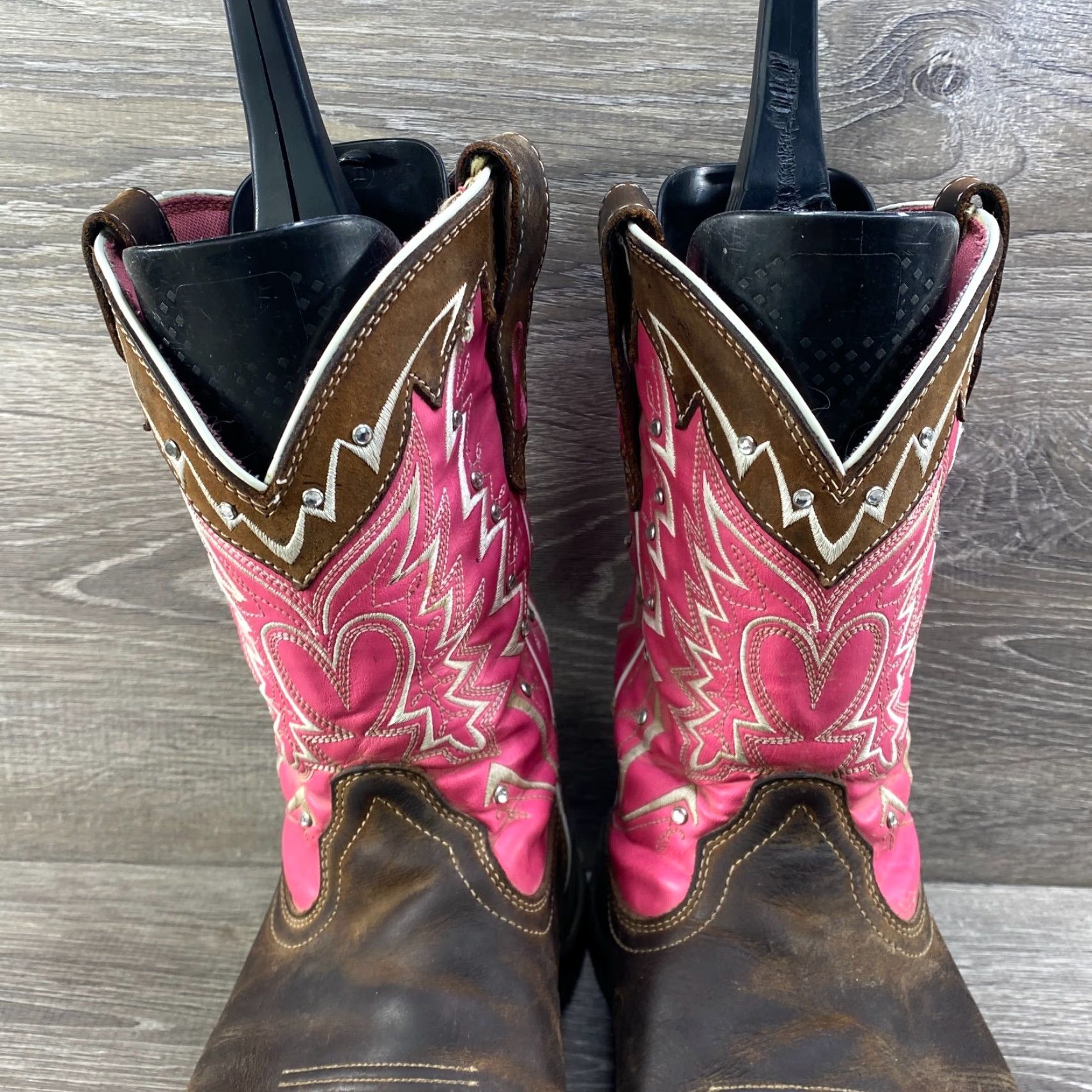Durango VINTAGE Durango Womens Boots 11 Pink Brown Leather Western Lady Rebel Square Toe Cowboy - Breast Cancer Awareness - Pink Ribbon Womens Shoes Size US 9 / IT 39 - 5 Thumbnail