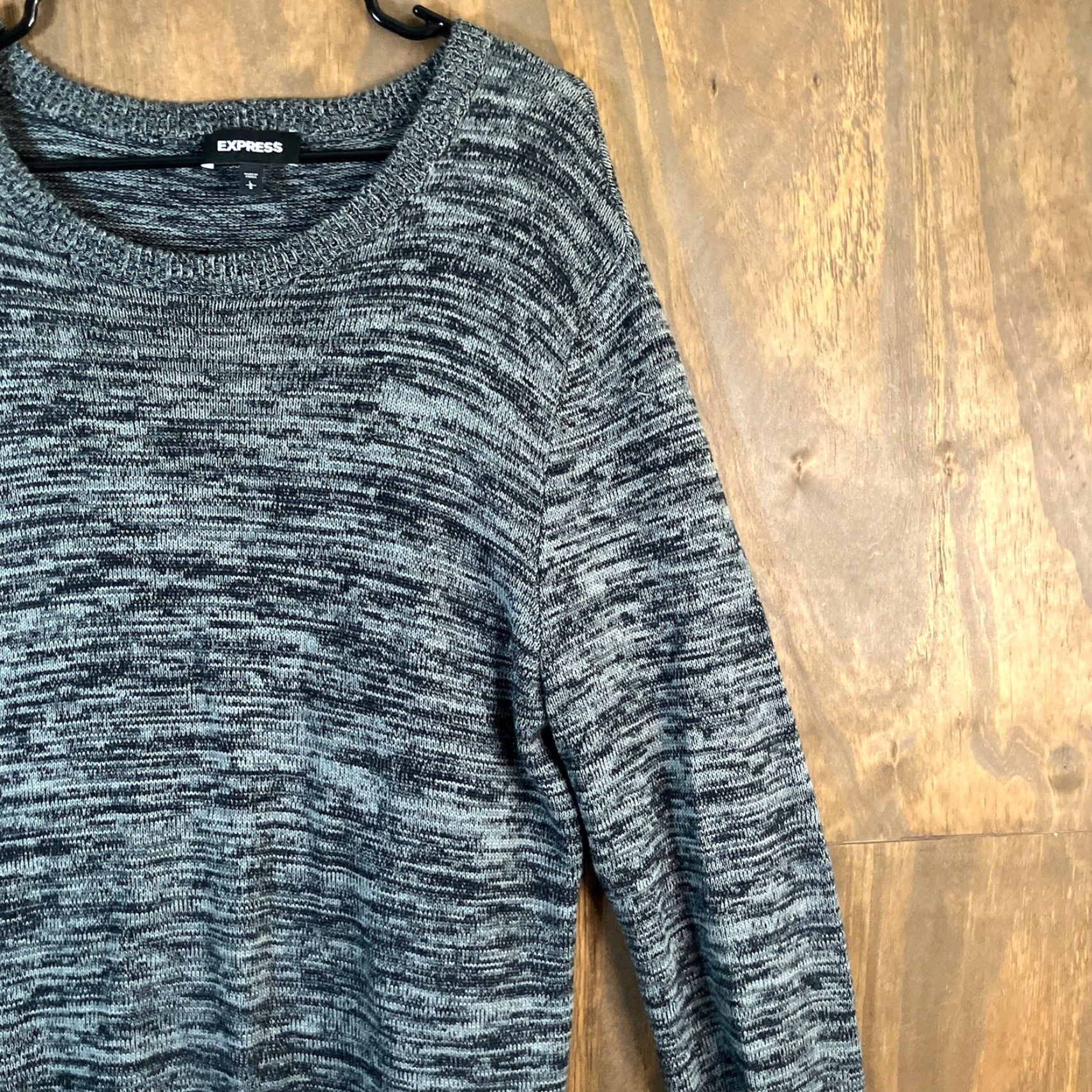 Express Express Womens Sweater Black Marled Knit Crew Neck Pullover Long Sleeve Large Size L / US 10 / IT 46 - 5 Thumbnail