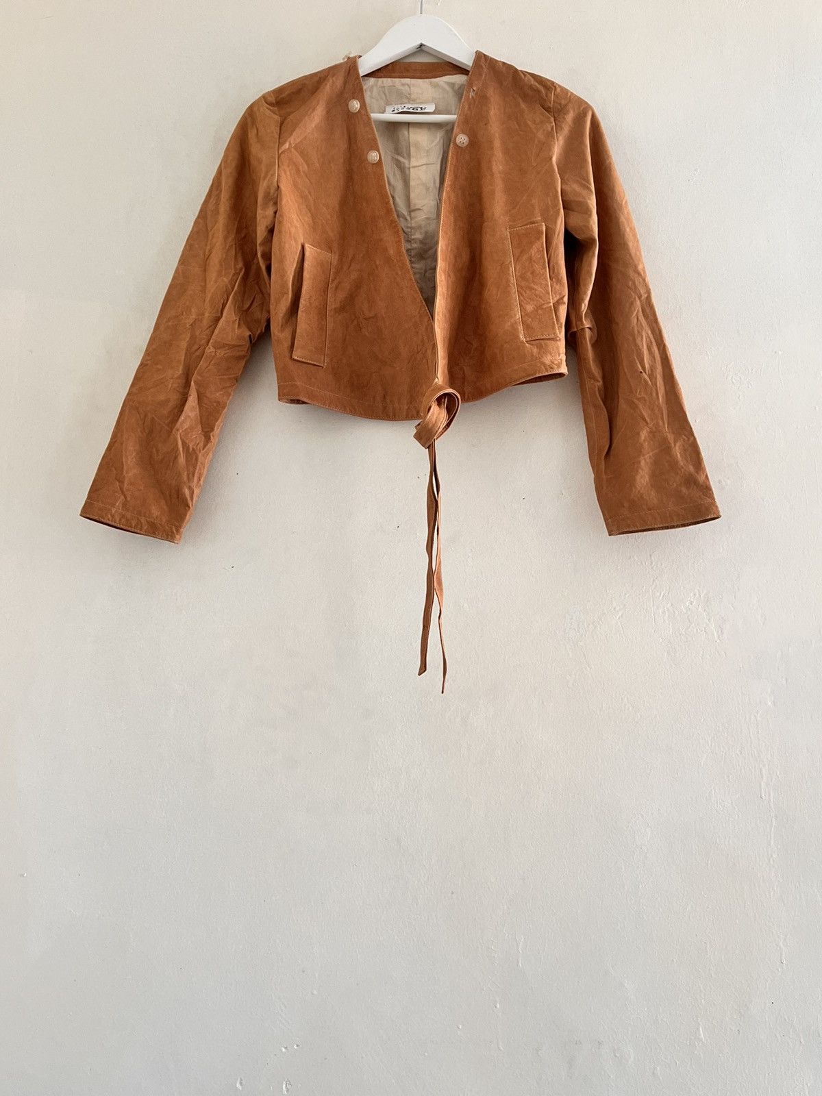 MM6 Maison Margiela Cropped Leather Jacket Size XS / US 0-2 / IT 36-38 - 1 Thumbnail