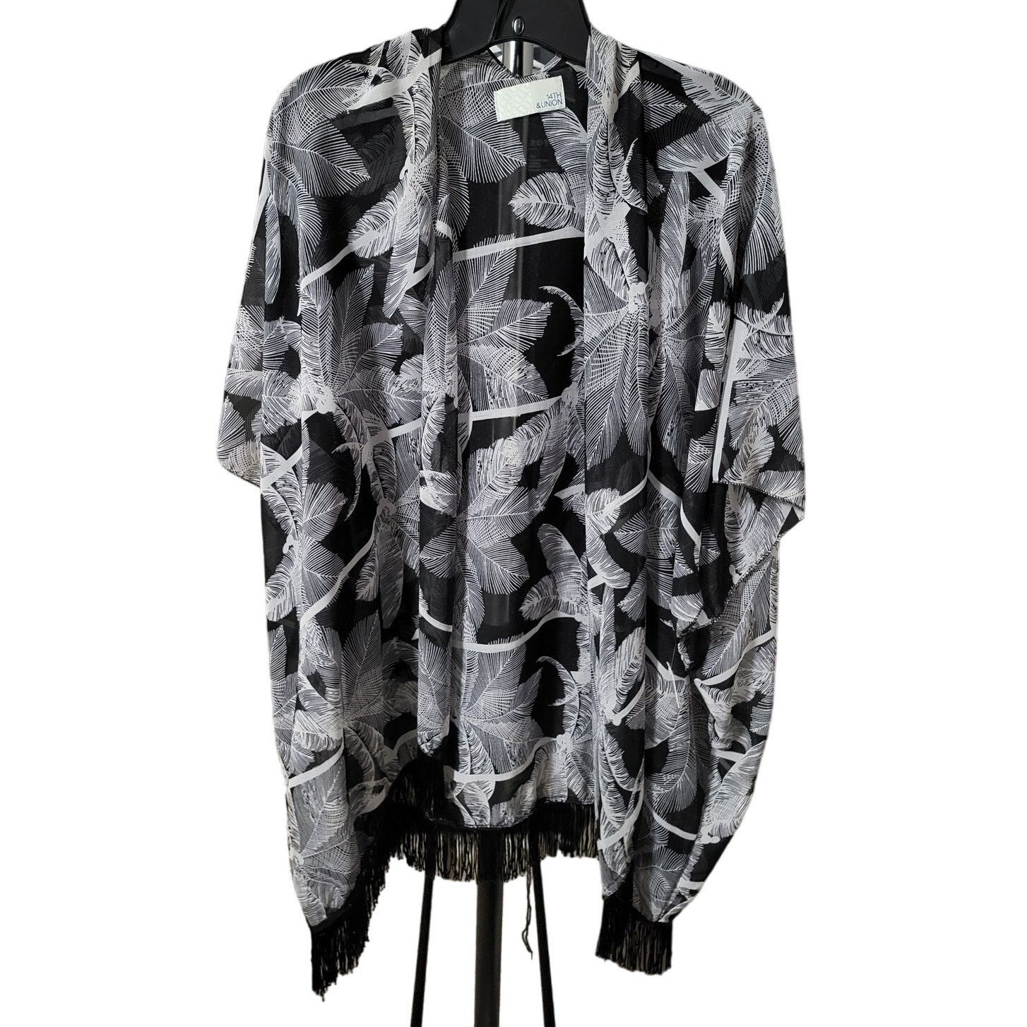 14th & Union 14th & Union Sheer Black & White Palm Tree Coverup Shawl -OS Size ONE SIZE - 1 Thumbnail