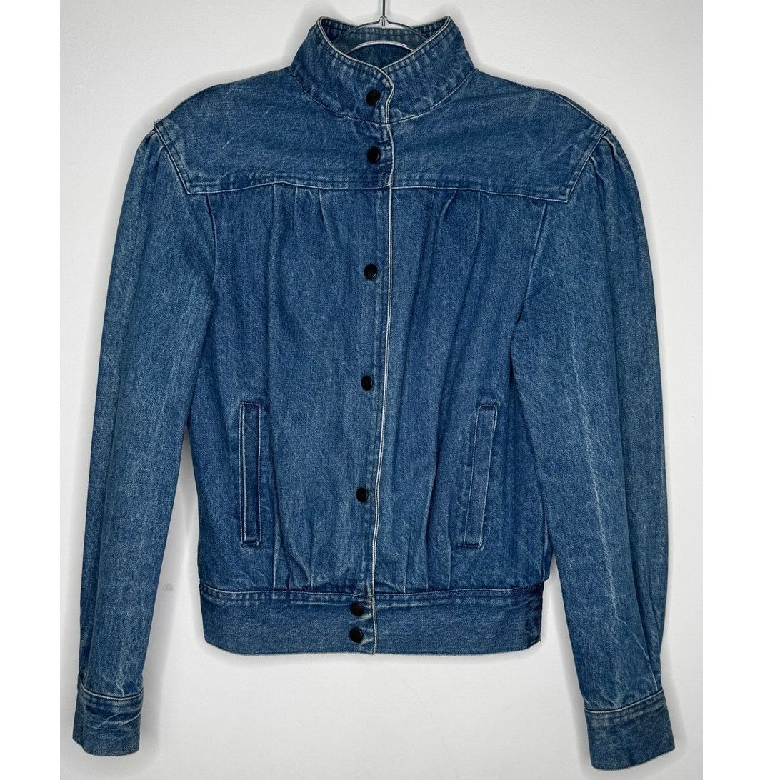 Vintage 1980s Vintage Denim Puff Sleeve Bomber Jacket Women’s Medium Size M / US 6-8 / IT 42-44 - 14 Thumbnail