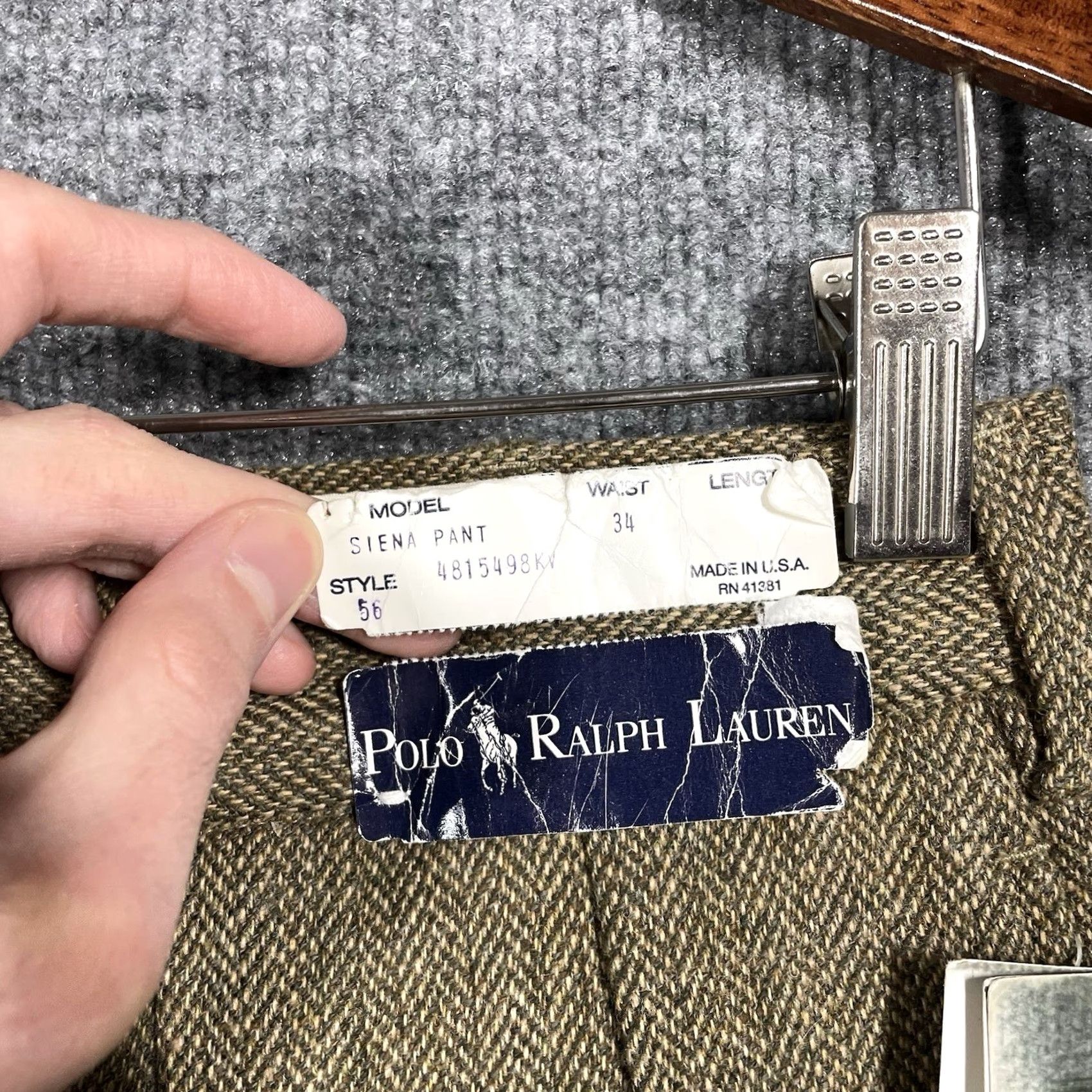 Polo Ralph Lauren VINTAGE Polo Ralph Lauren Pants Dress Pants 33x35 Herringbone Wool Cotton Brown 90s 80s Mens Size US XS / EU 42 / 0 - 7 Thumbnail