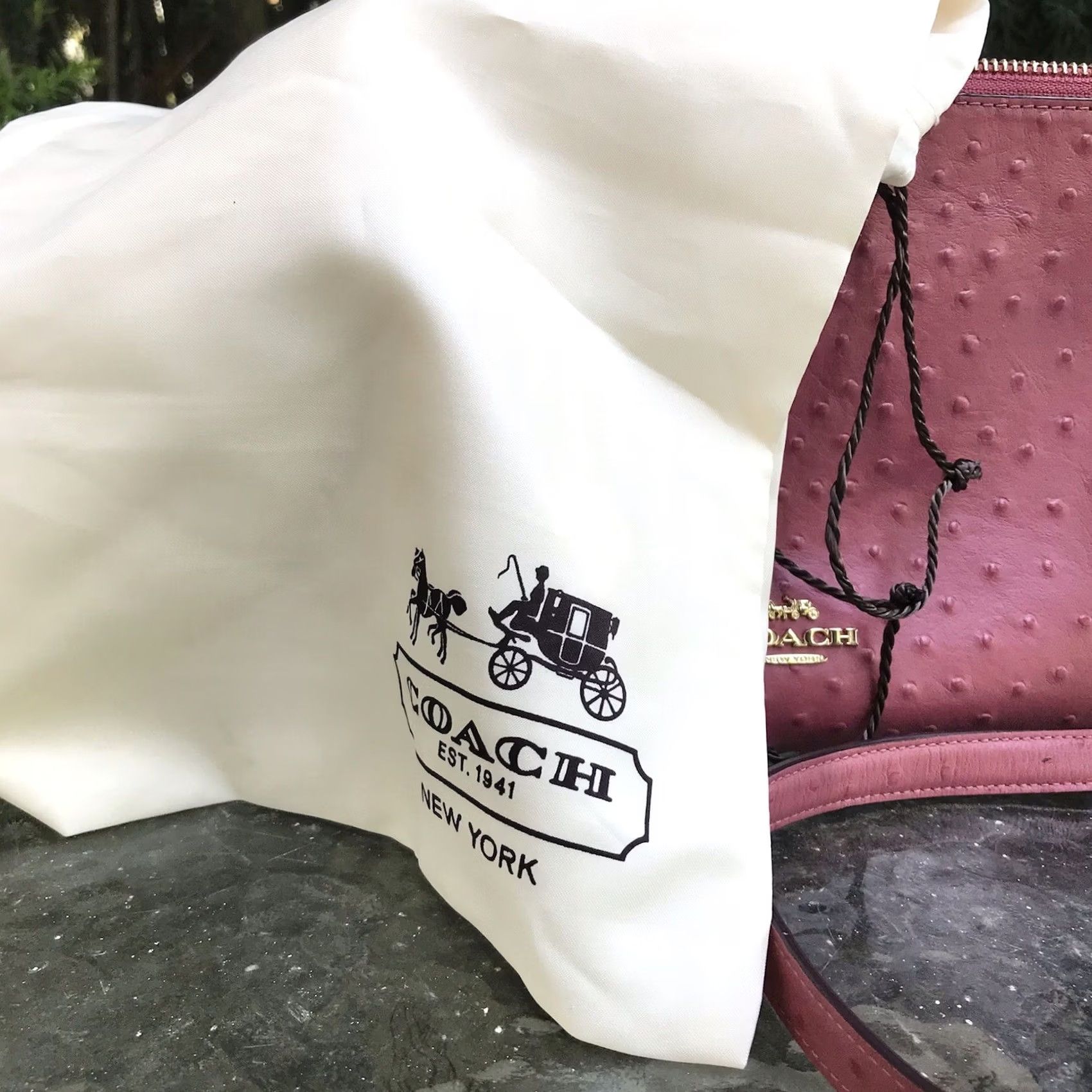 Coach Coach Mia Ostrich Embossed Leather Zip Crossbody Shoulder Bag Womens Medium Pink with Dust Bag Size ONE SIZE - 3 Thumbnail