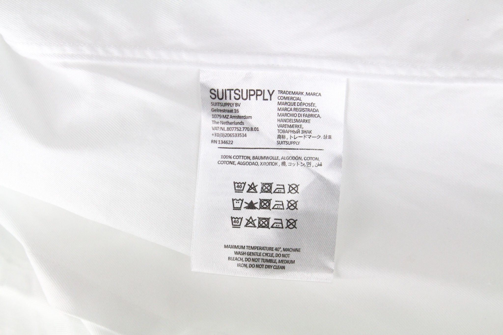 Suitsupply 40/15 3/4 Extra Slim White Cotton Cutaway Twill 72369 Size 40R - 7 Thumbnail